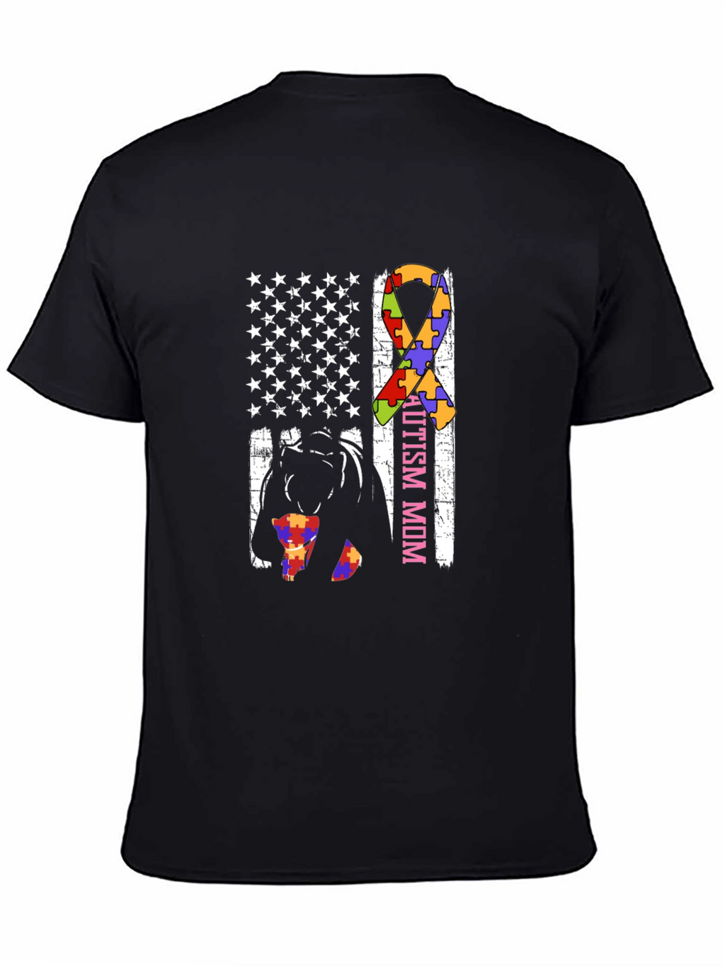 Autism Mom American Flag T-Shirt