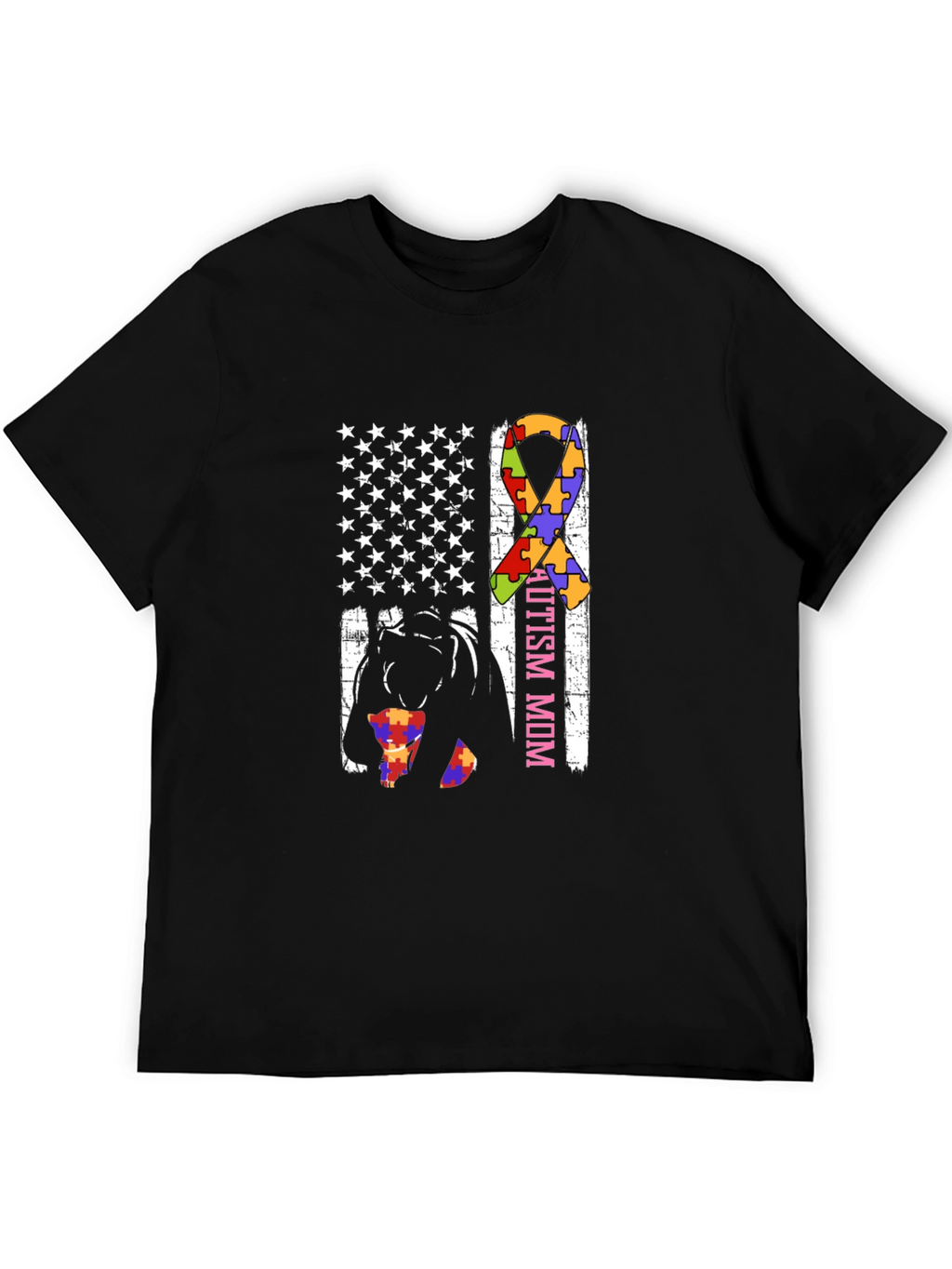 Autism Mom American Flag T-Shirt
