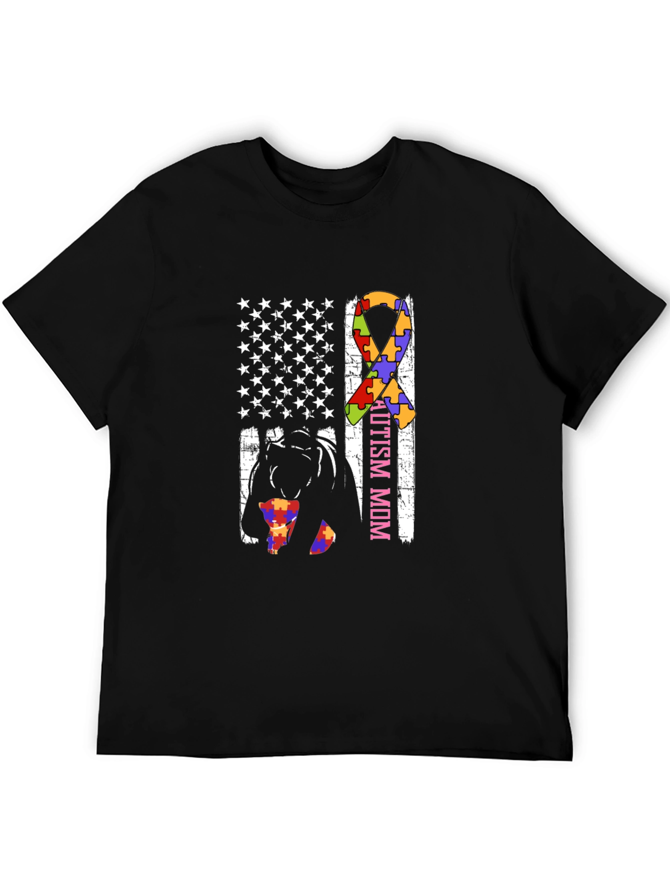 Autism Mom American Flag T-Shirt