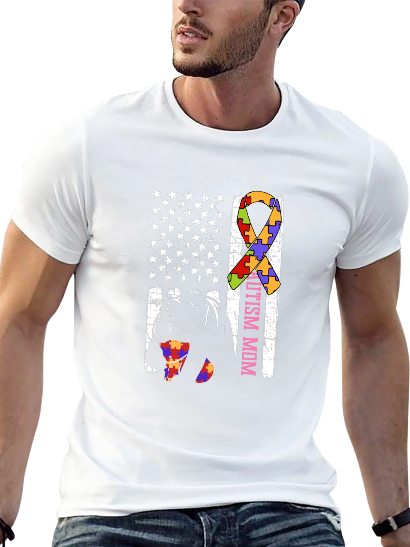 Autism Mom American Flag T-Shirt