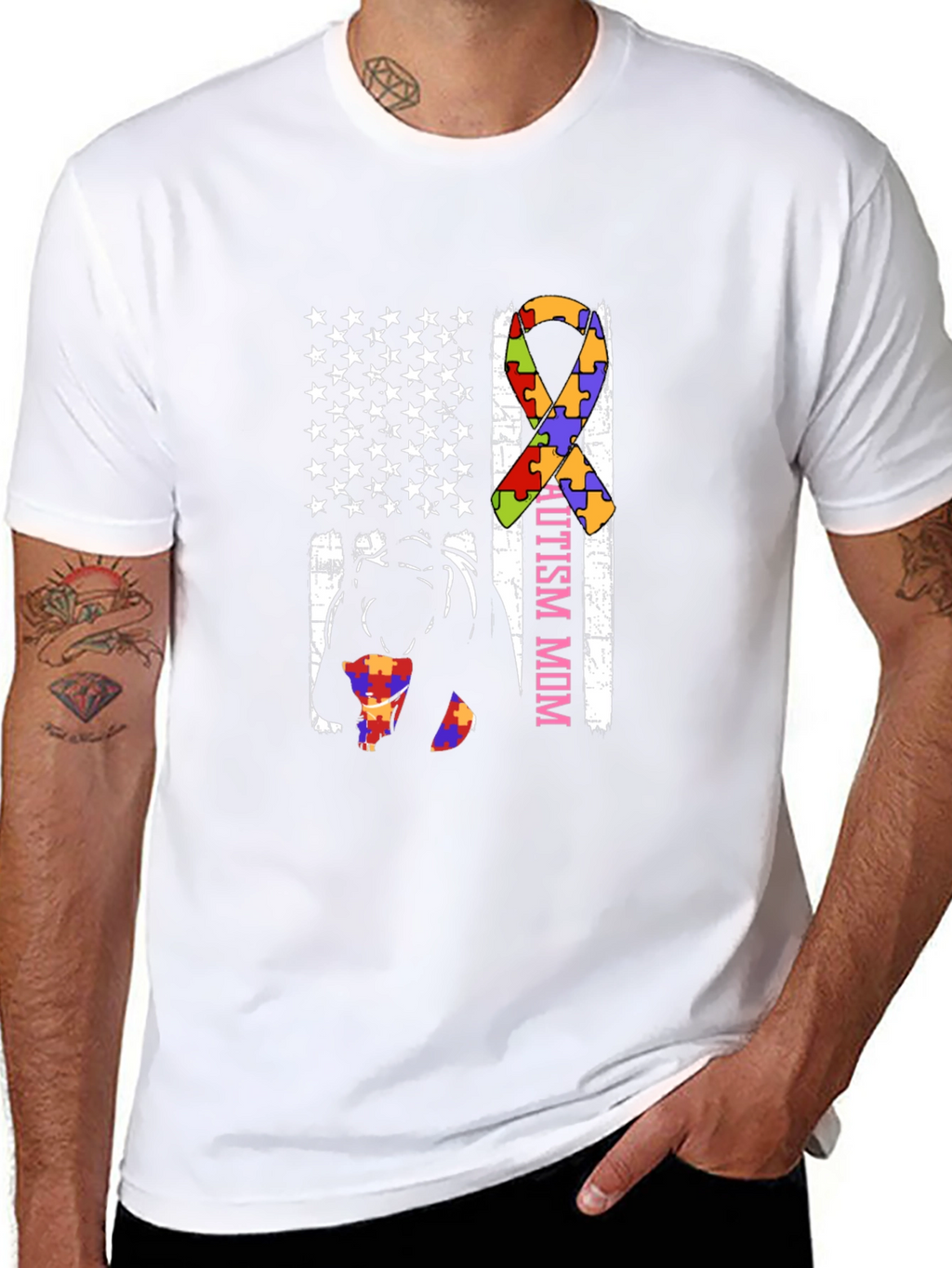 Autism Mom American Flag T-Shirt