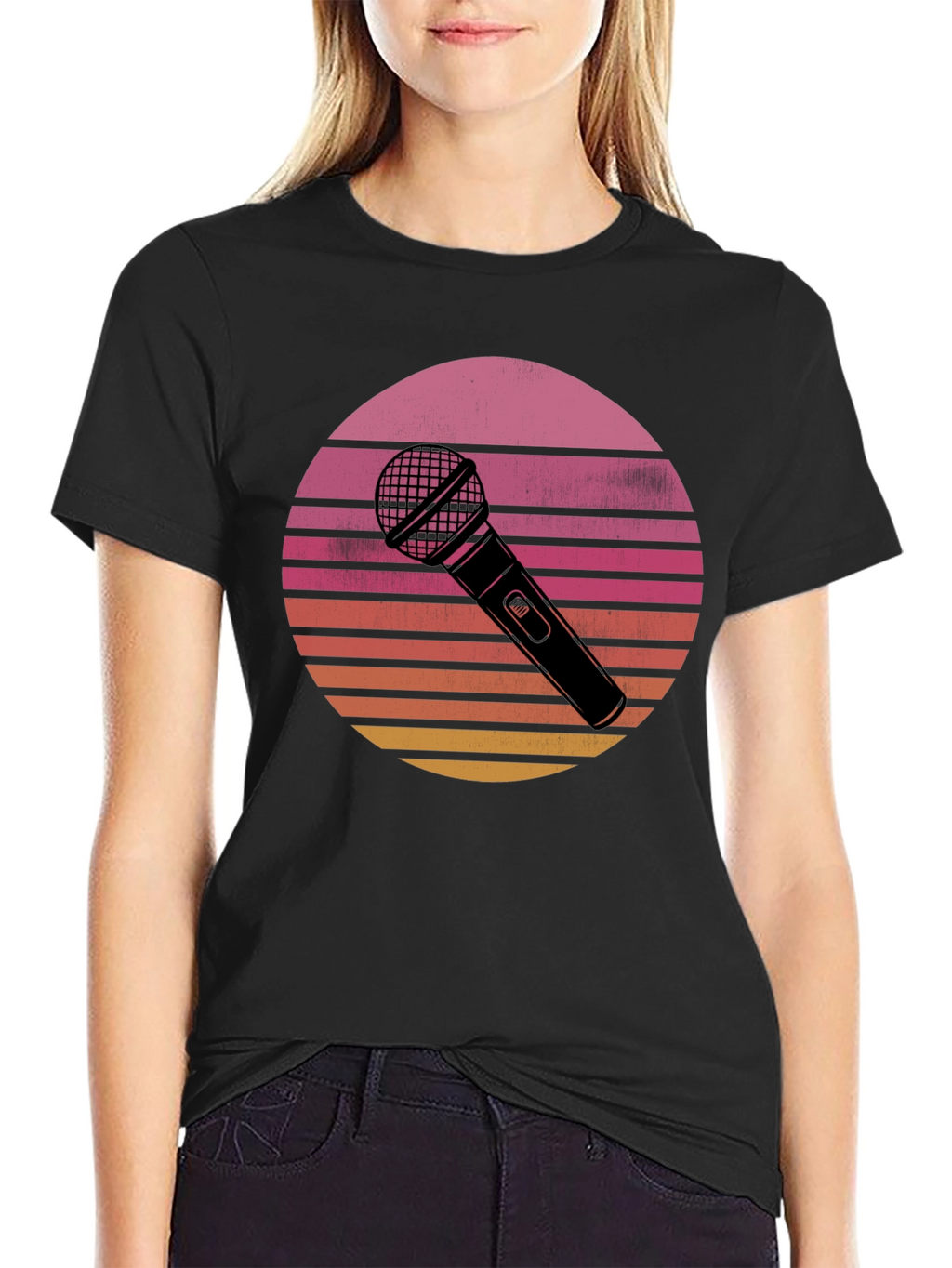 Retro Microphone Sunset Graphic Tee