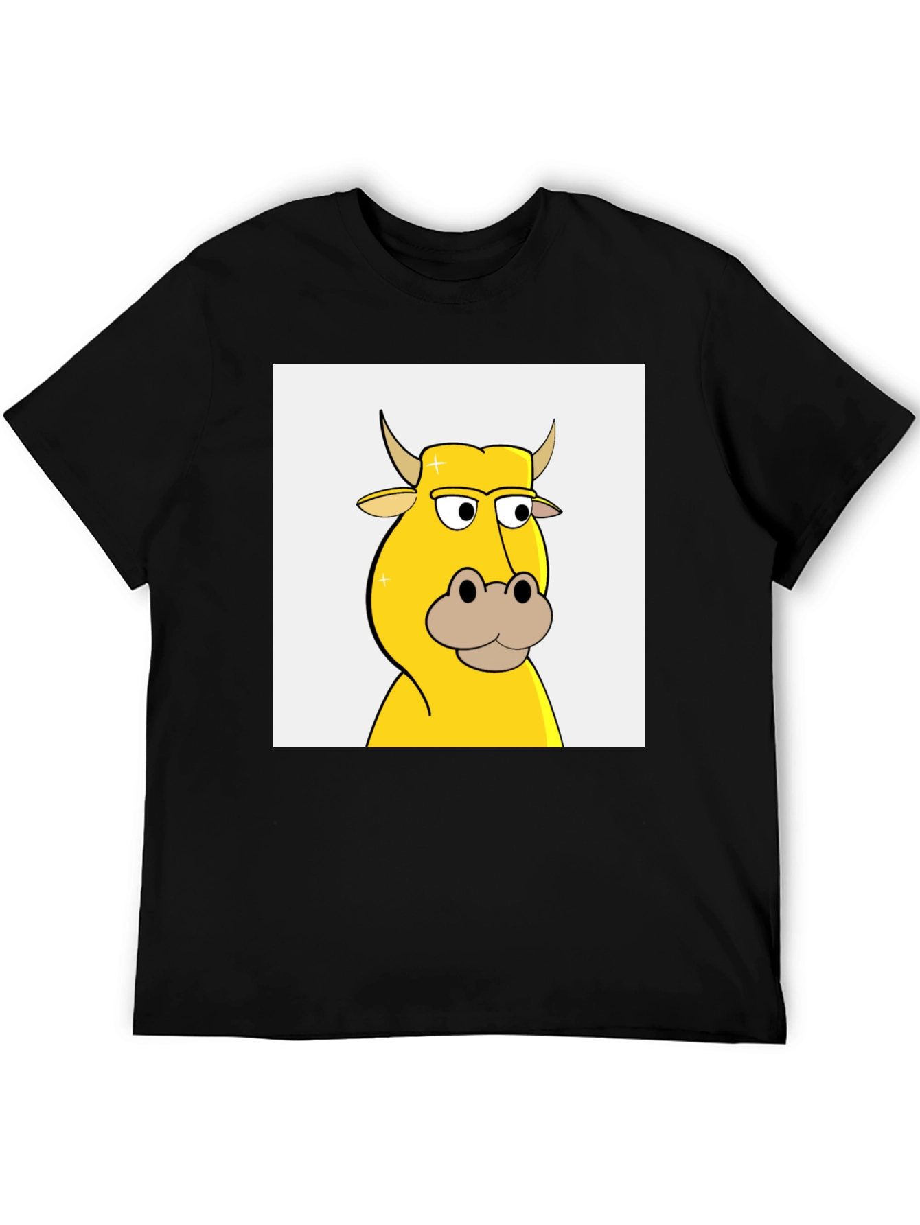 Cool Cartoon Cow Graphic Tee - Black