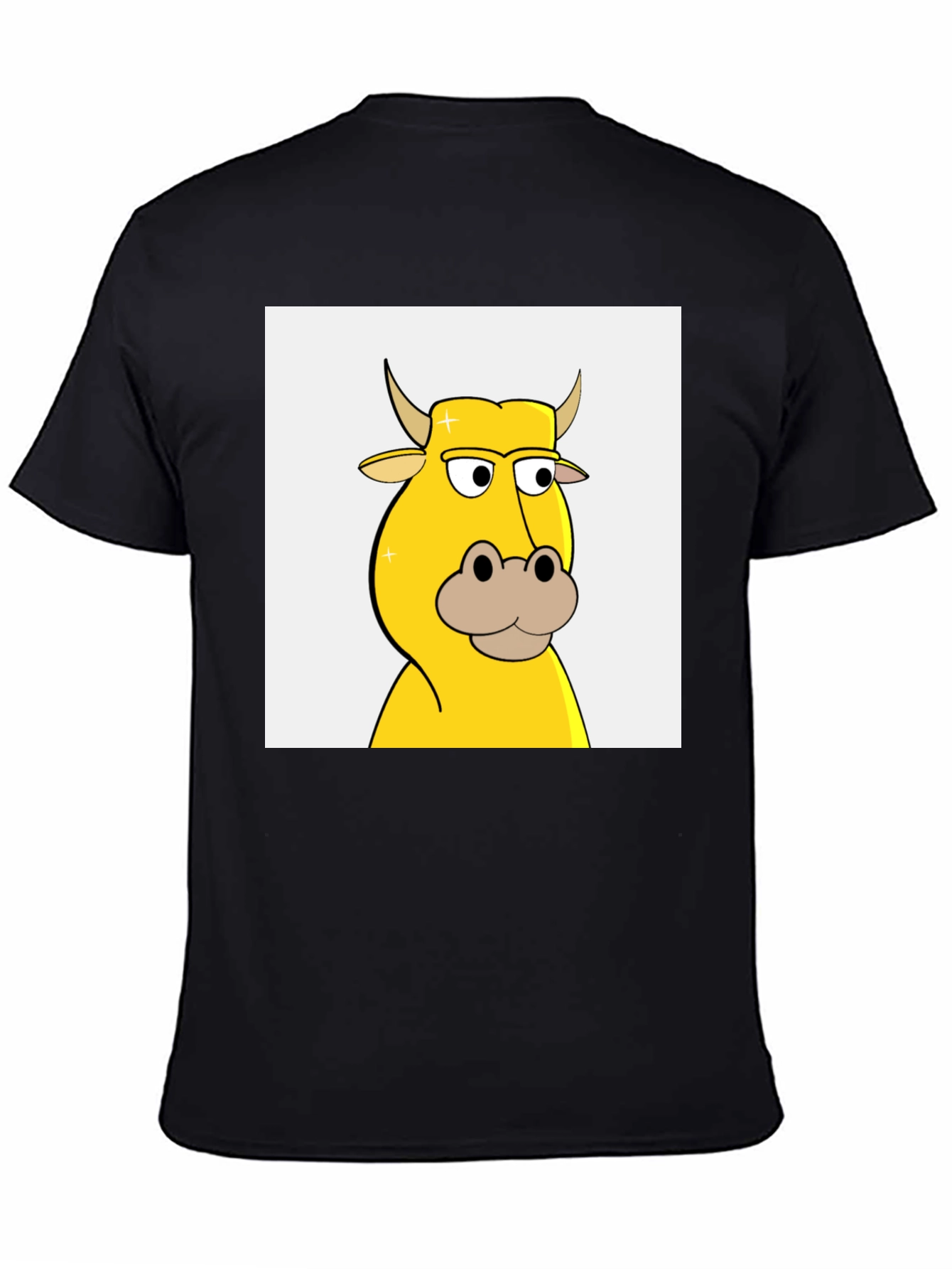 Cool Cartoon Cow Graphic Tee - Black