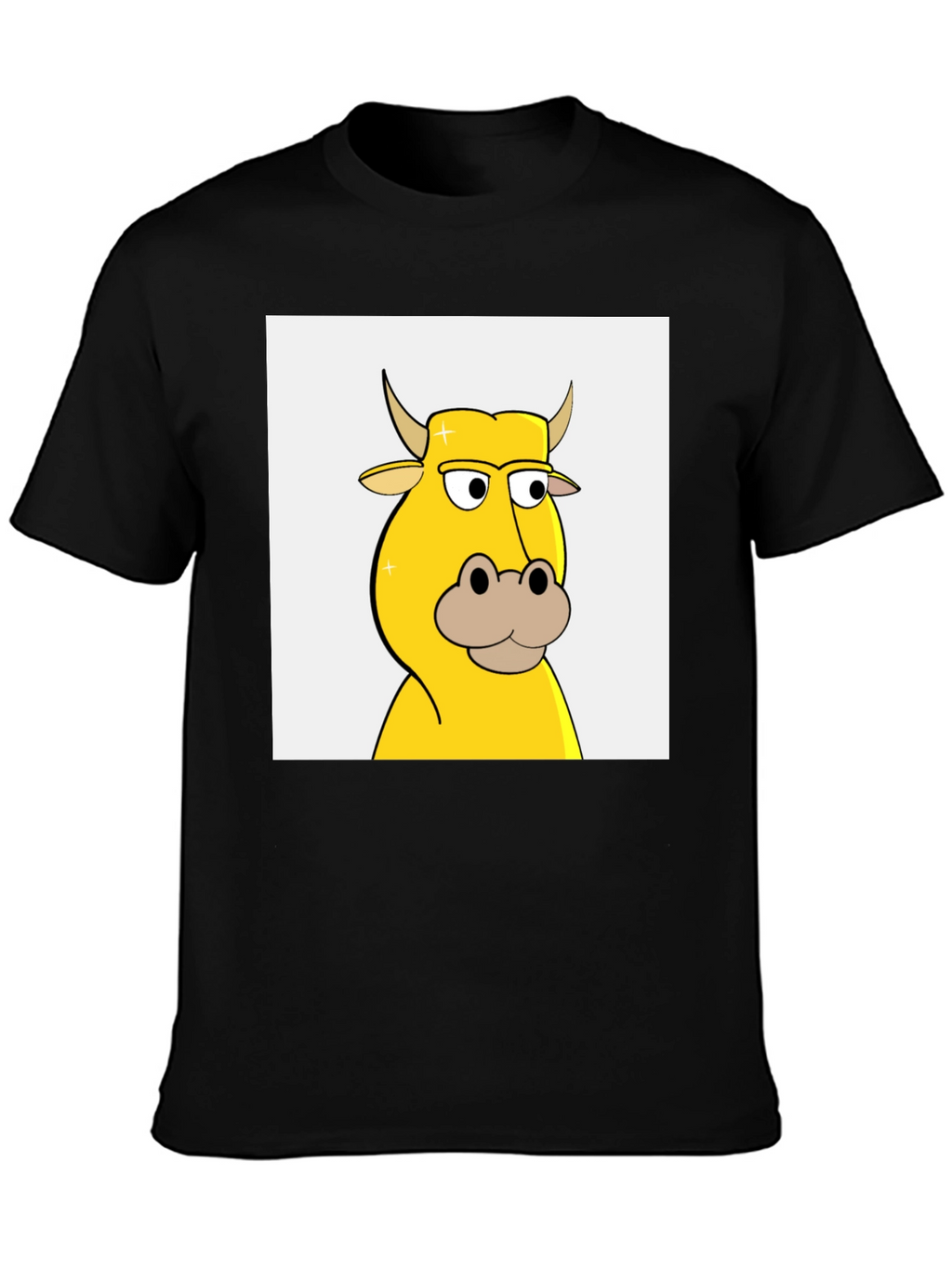 Cool Cartoon Cow Graphic Tee - Black