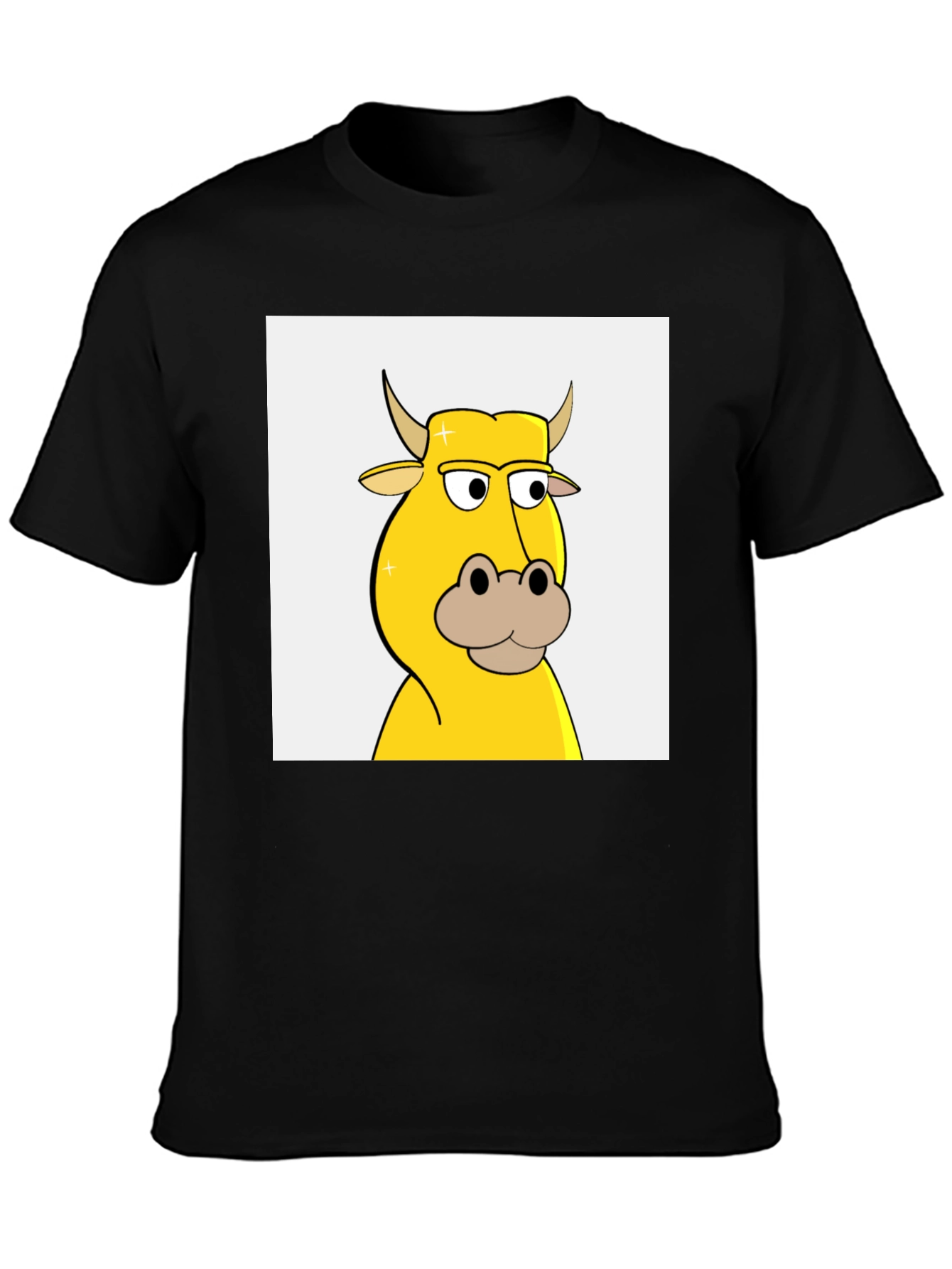 Cool Cartoon Cow Graphic Tee - Black