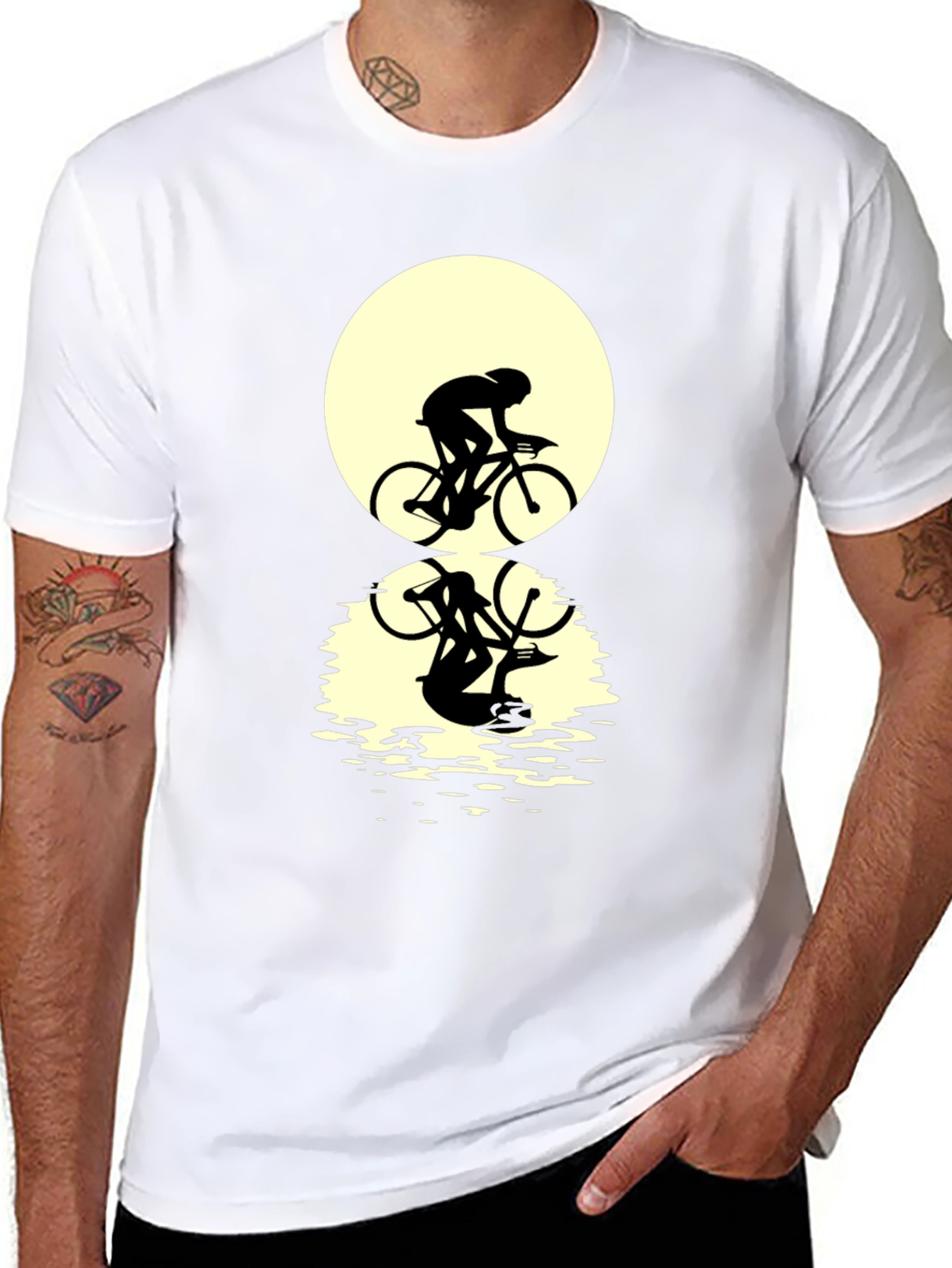 Cyclist Silhouette Graphic Tee - Black