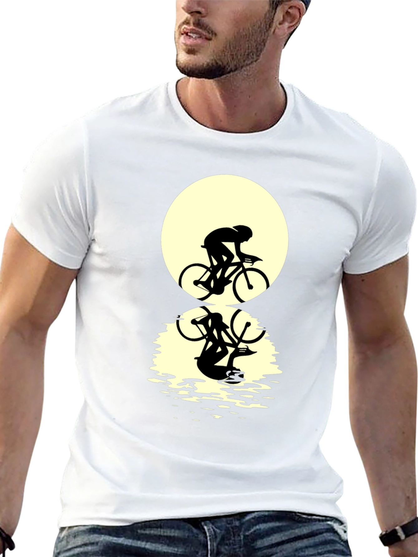 Cyclist Silhouette Graphic Tee - Black