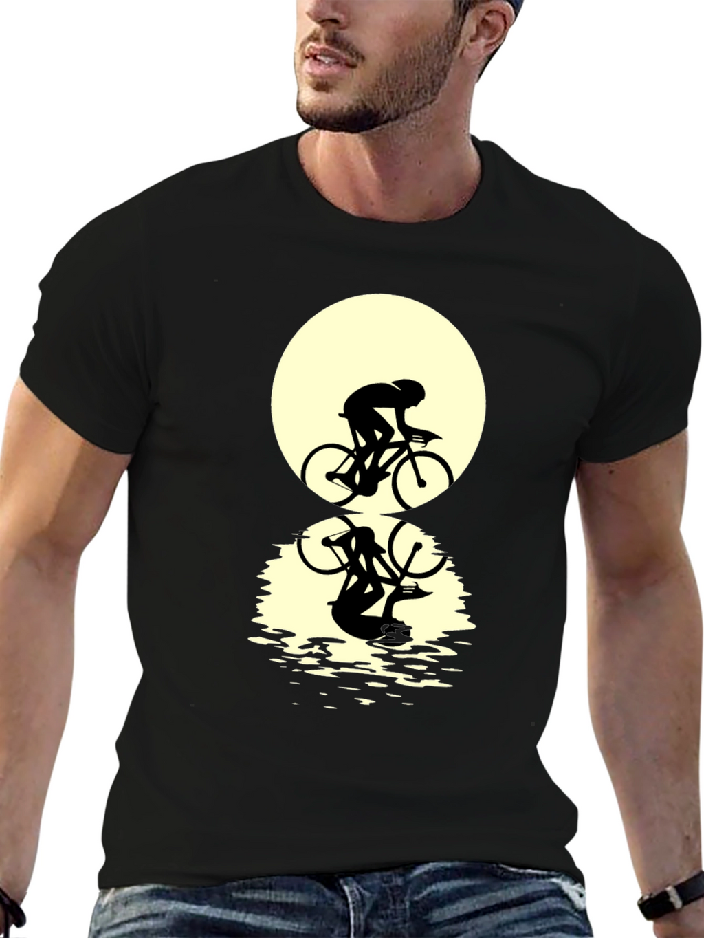 Cyclist Silhouette Graphic Tee - Black