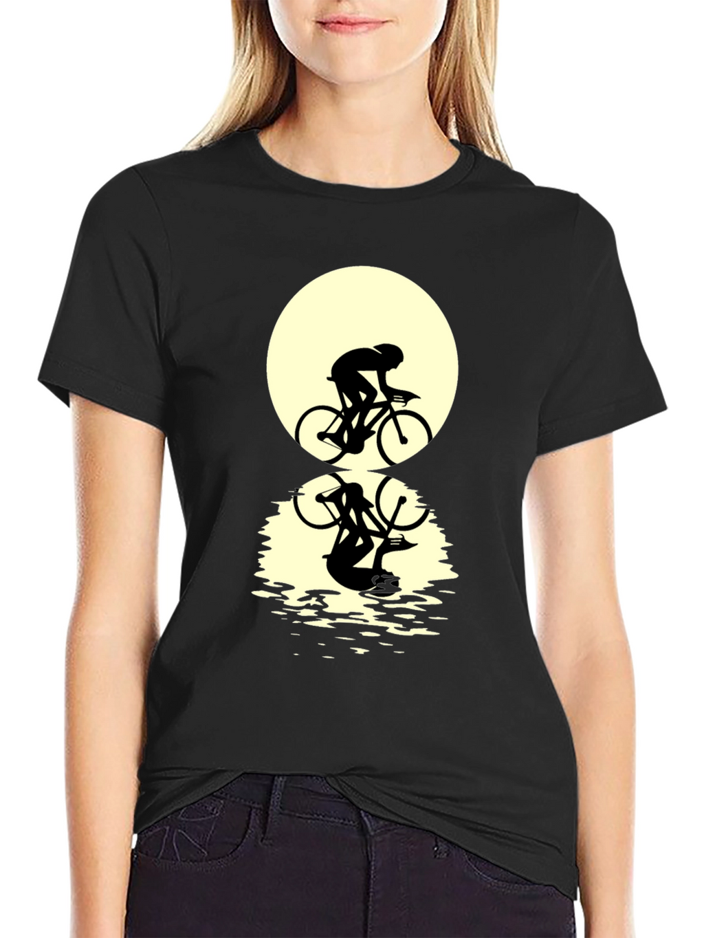 Cyclist Silhouette Graphic Tee - Black