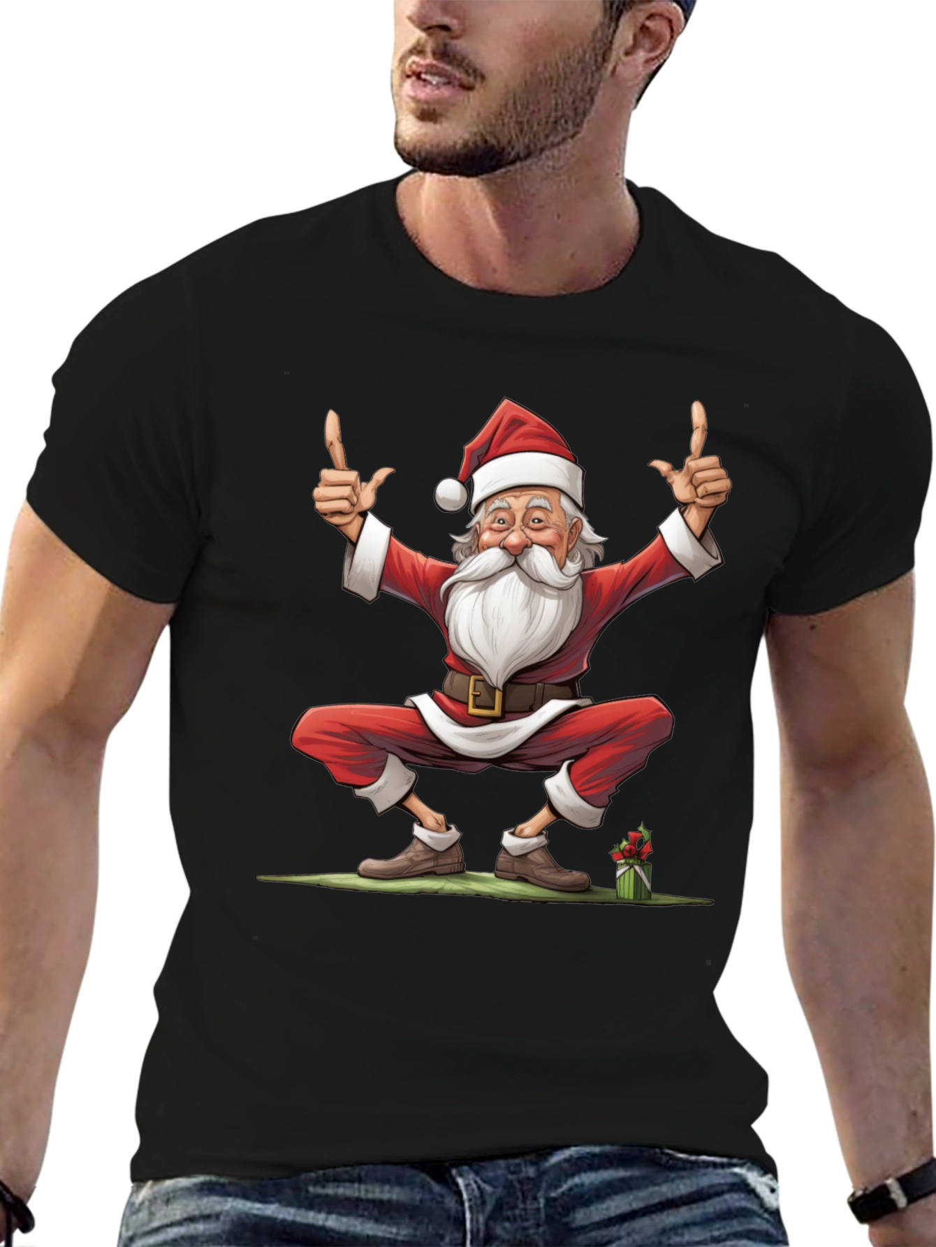 Festive Santa Claus Graphic Tee - Holiday Cheer