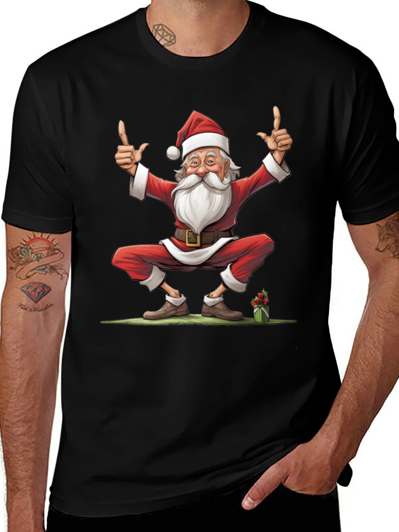 Festive Santa Claus Graphic Tee - Holiday Cheer
