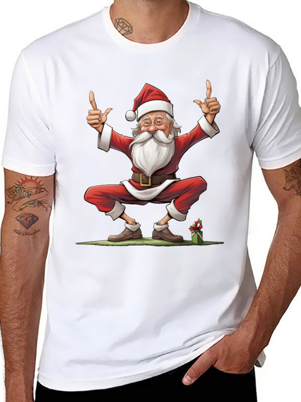 Festive Santa Claus Graphic Tee - Holiday Cheer