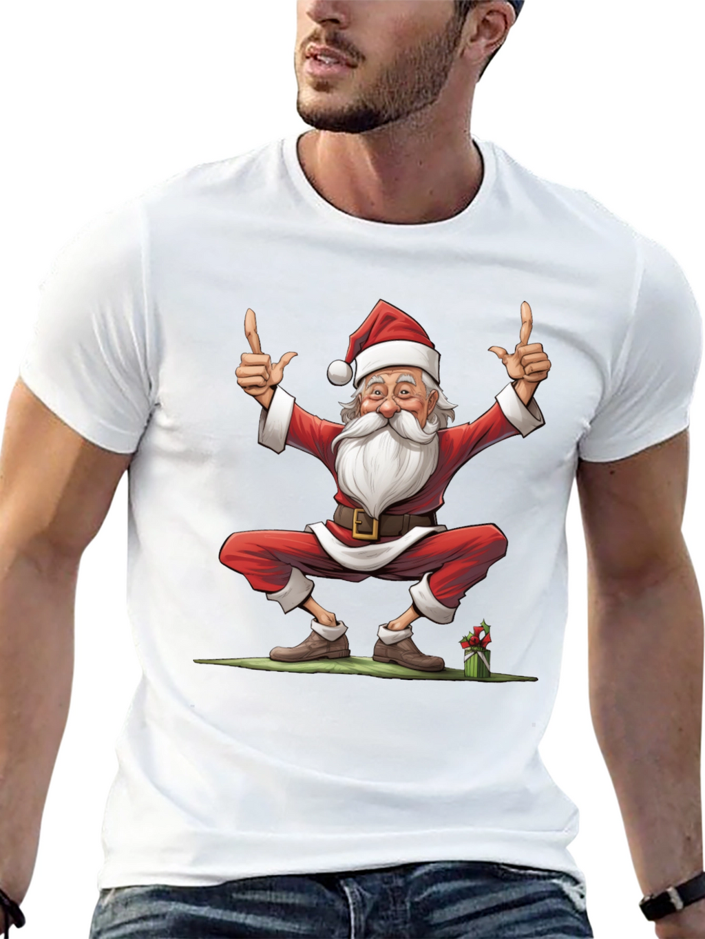 Festive Santa Claus Graphic Tee - Holiday Cheer