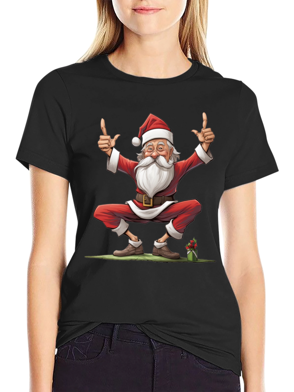 Festive Santa Claus Graphic Tee - Holiday Cheer