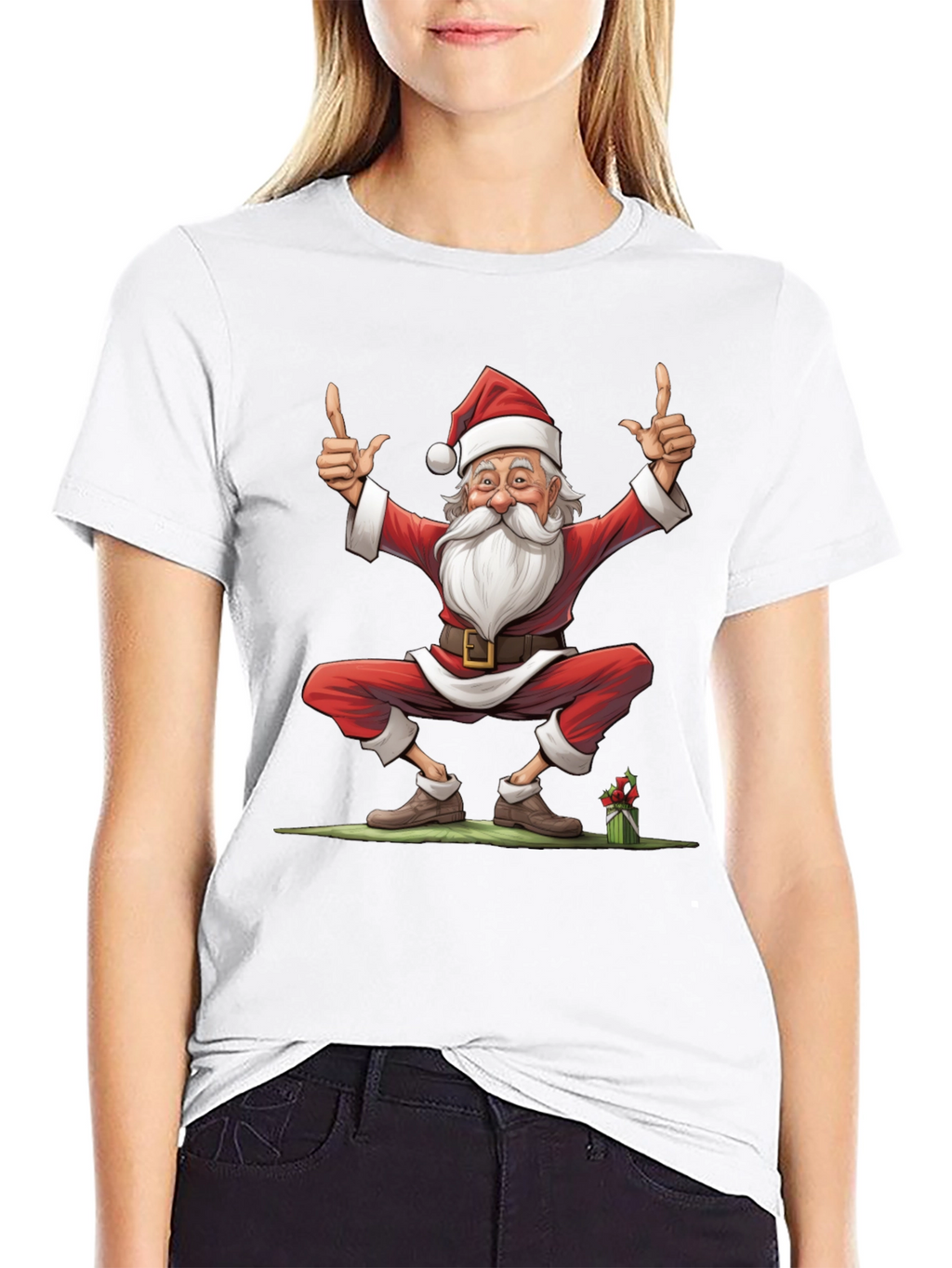 Festive Santa Claus Graphic Tee - Holiday Cheer