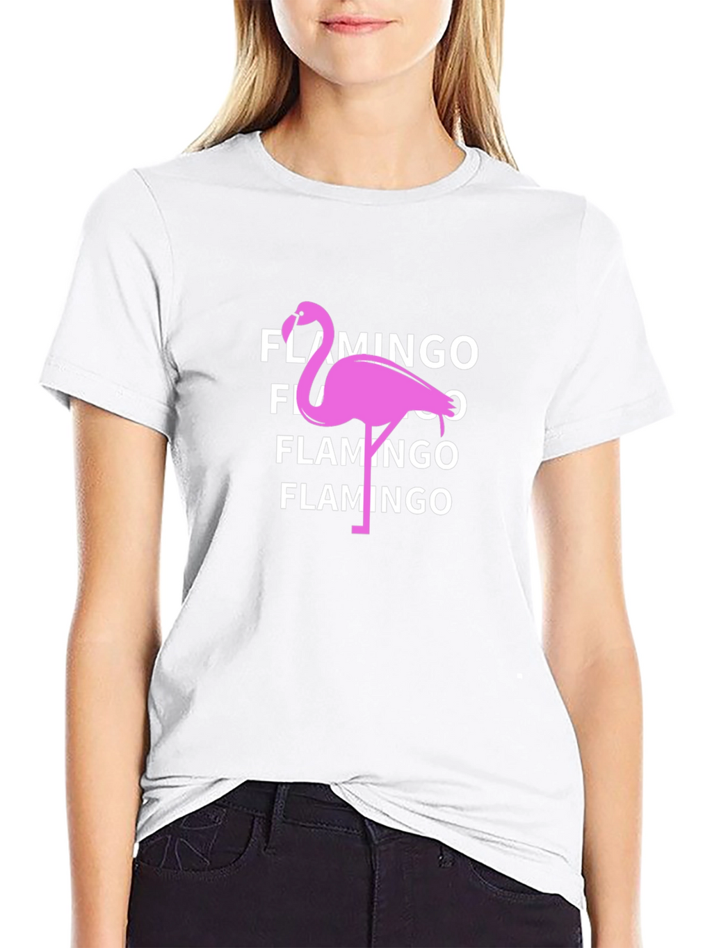 Flamingo Graphic Tee - Black Cotton T-Shirt