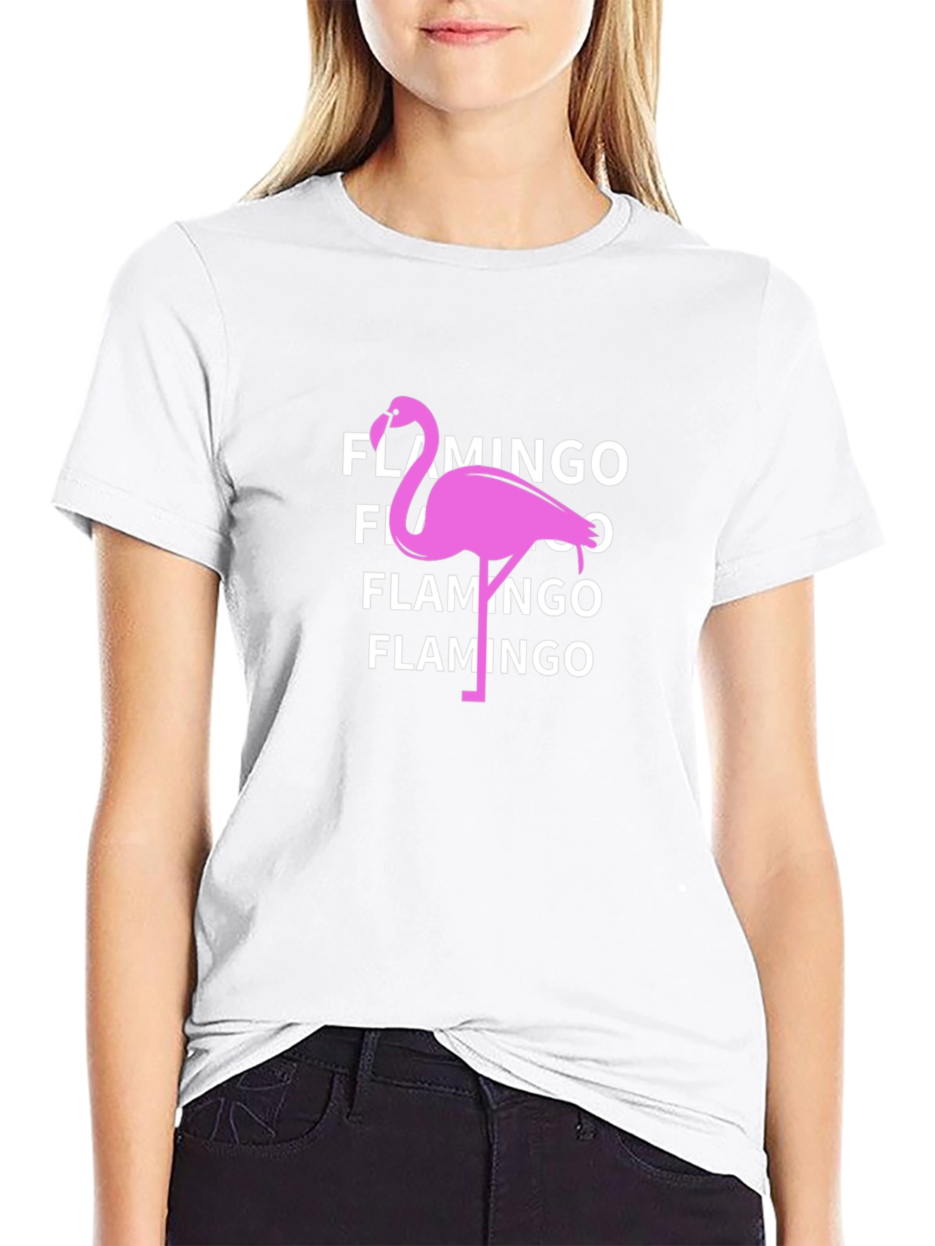 Flamingo Graphic Tee - Black Cotton T-Shirt