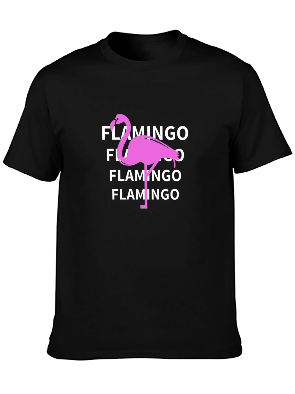 Flamingo Graphic Tee - Black Cotton T-Shirt