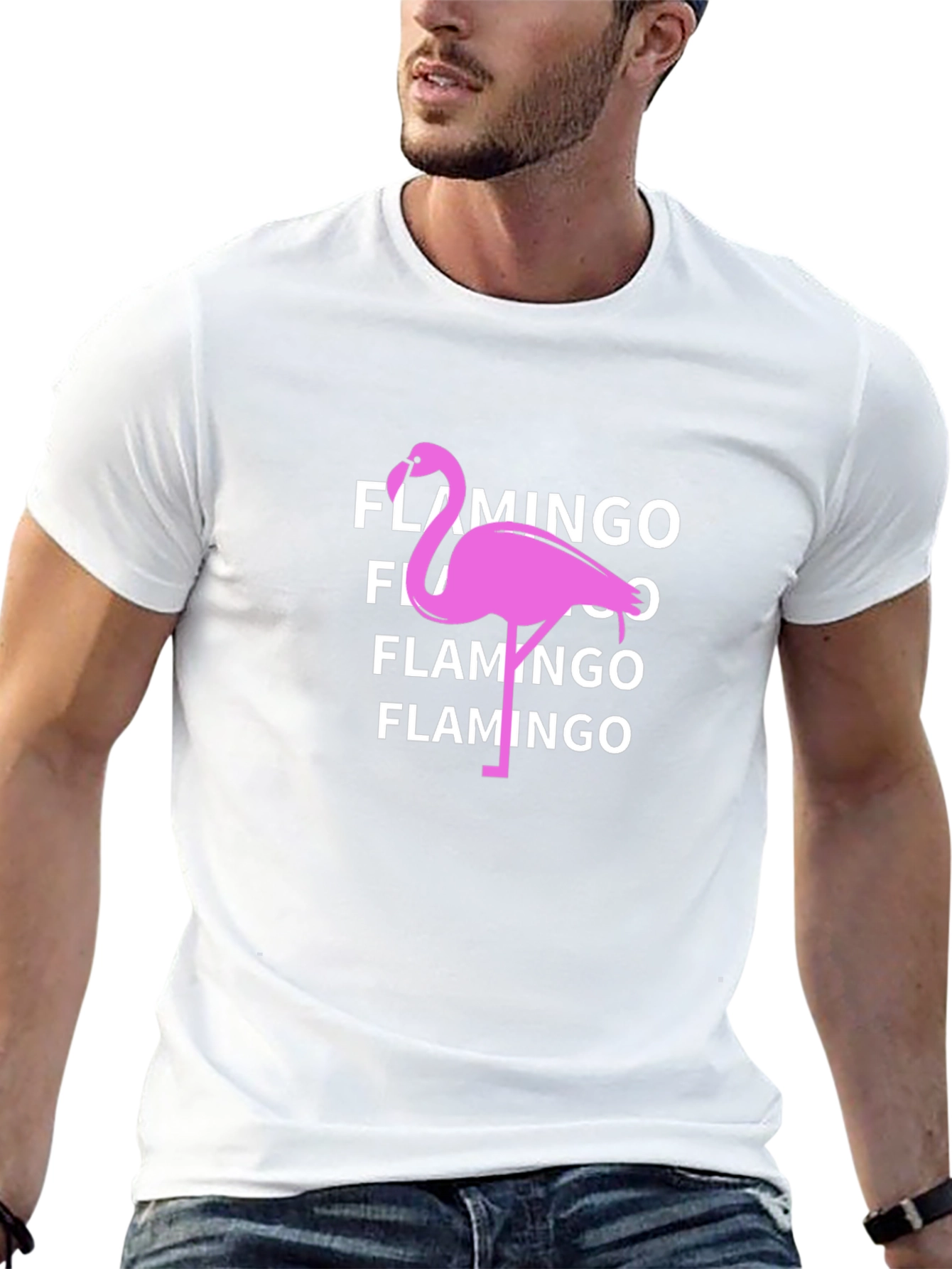 Flamingo Graphic Tee - Black Cotton T-Shirt