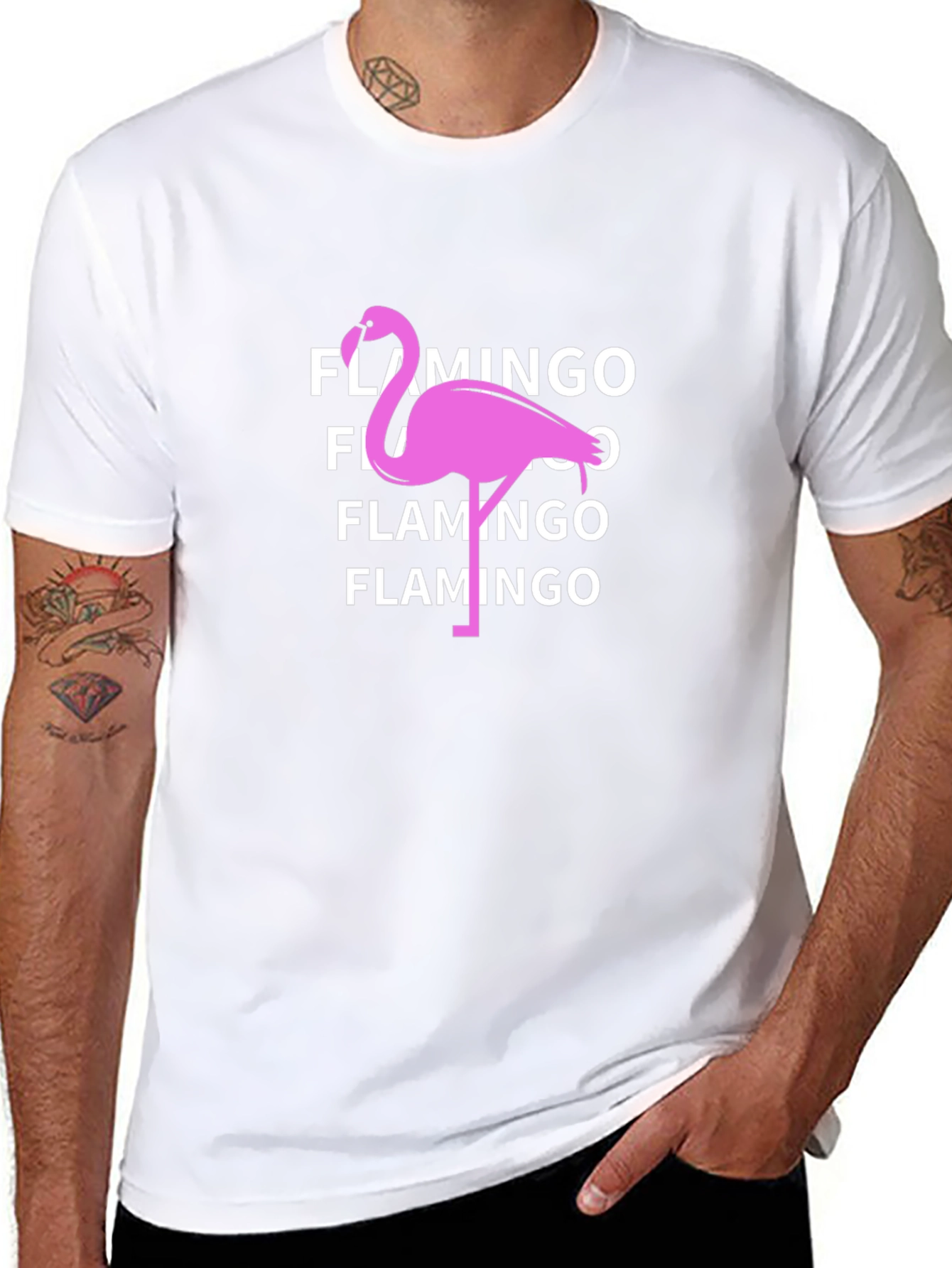 Flamingo Graphic Tee - Black Cotton T-Shirt
