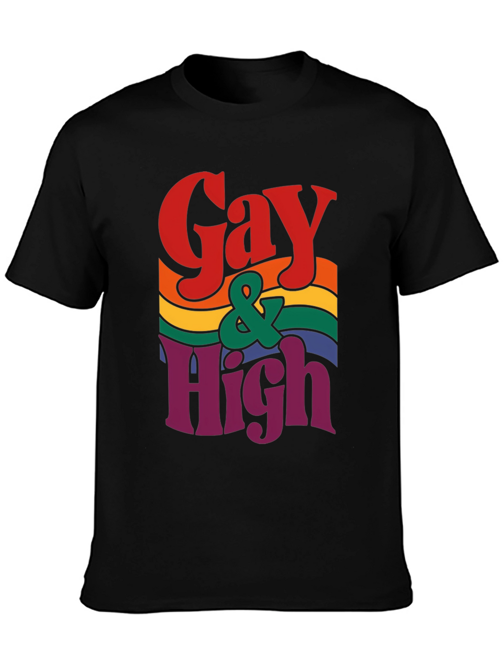 Gay & High Pride T-Shirt - Rainbow Graphic Tee