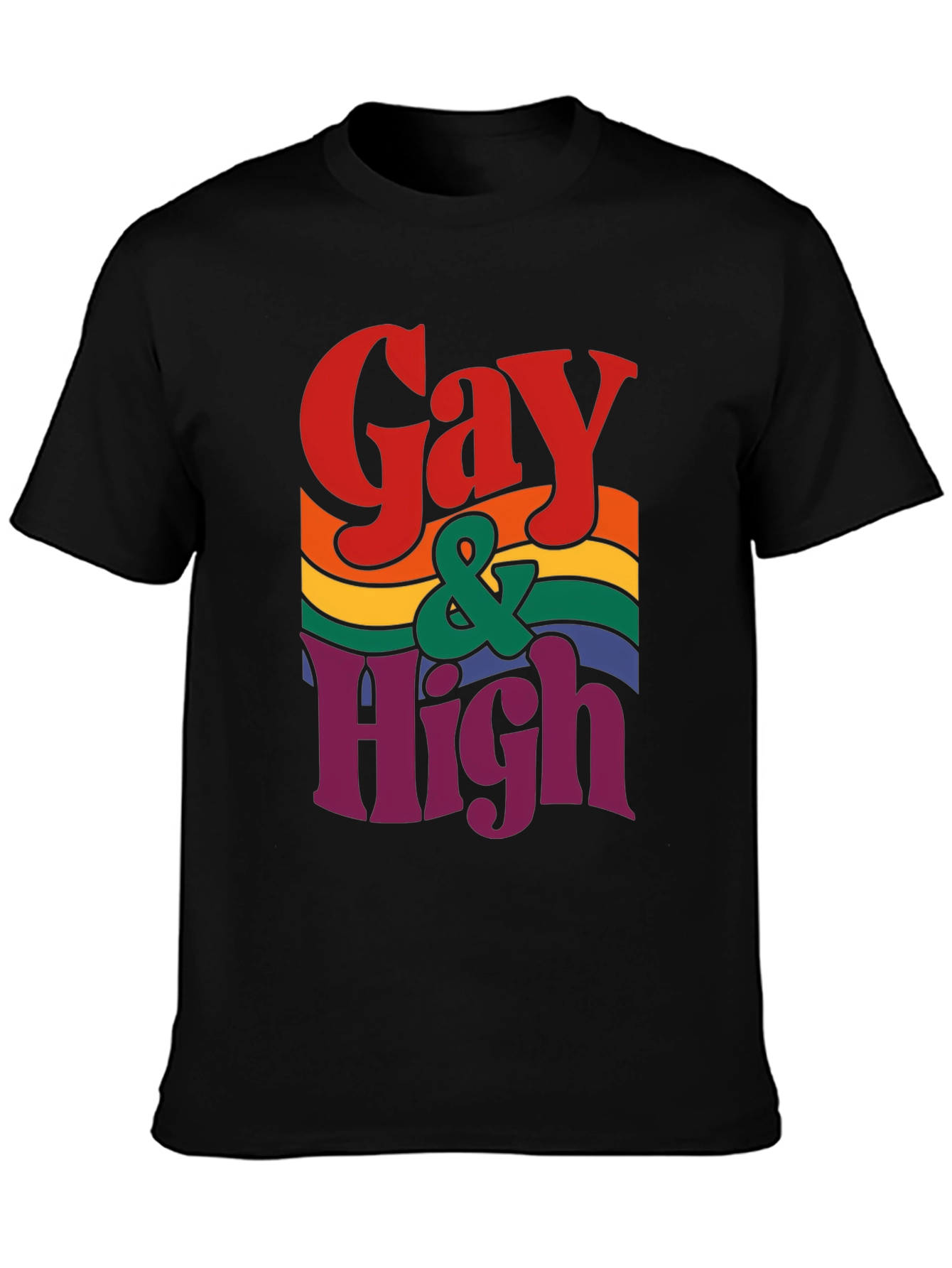 Gay & High Pride T-Shirt - Rainbow Graphic Tee