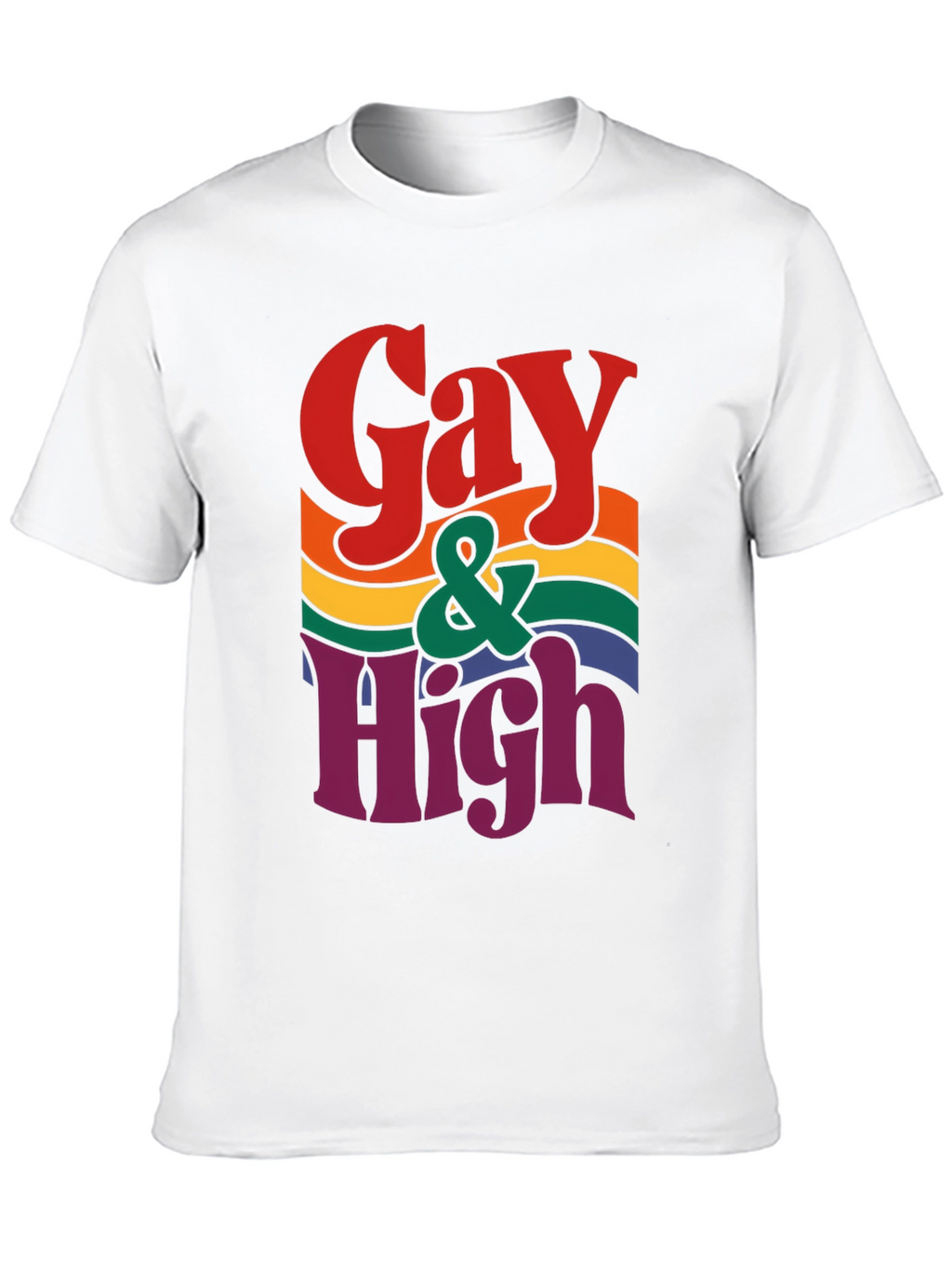 Gay & High Pride T-Shirt - Rainbow Graphic Tee
