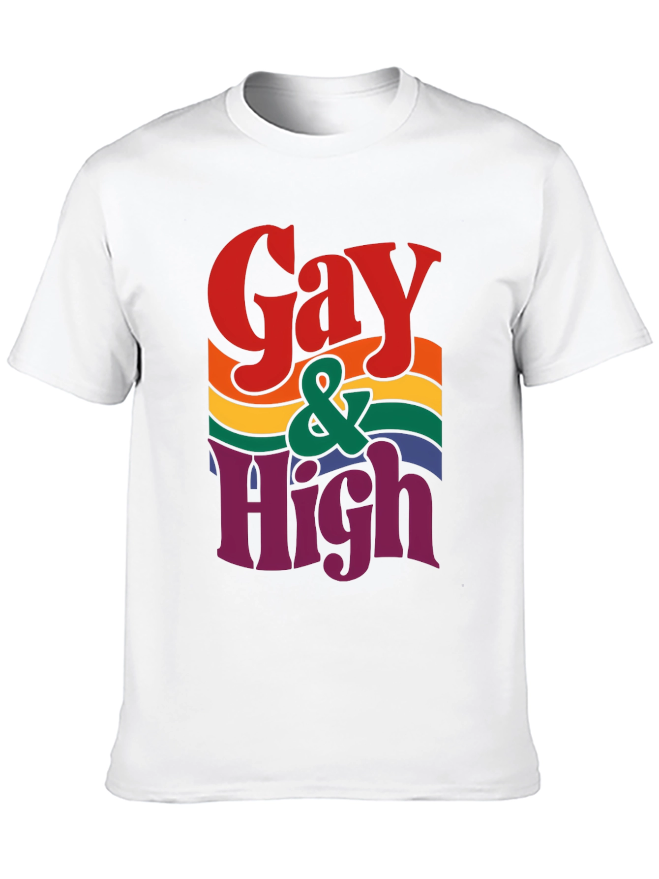 Gay & High Pride T-Shirt - Rainbow Graphic Tee