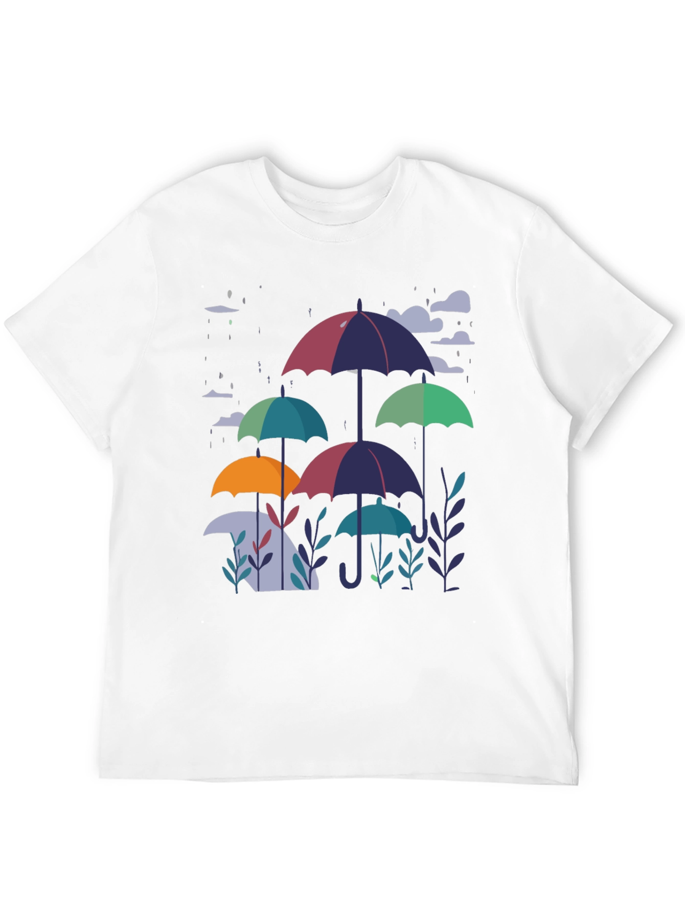 Stylish Umbrella Print Black T-Shirt