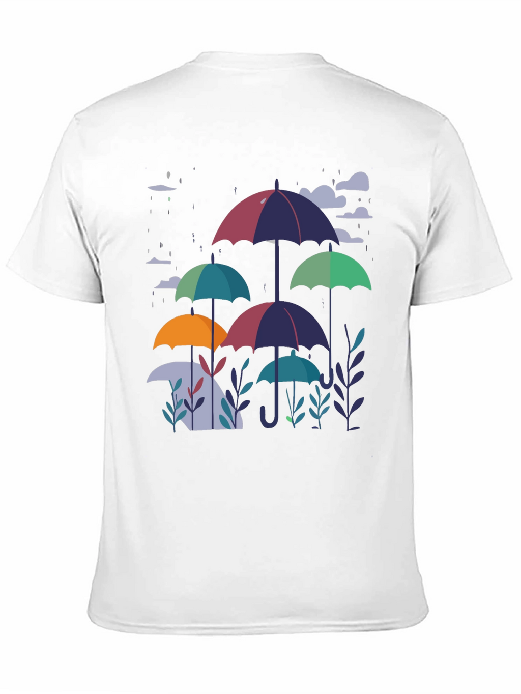 Stylish Umbrella Print Black T-Shirt