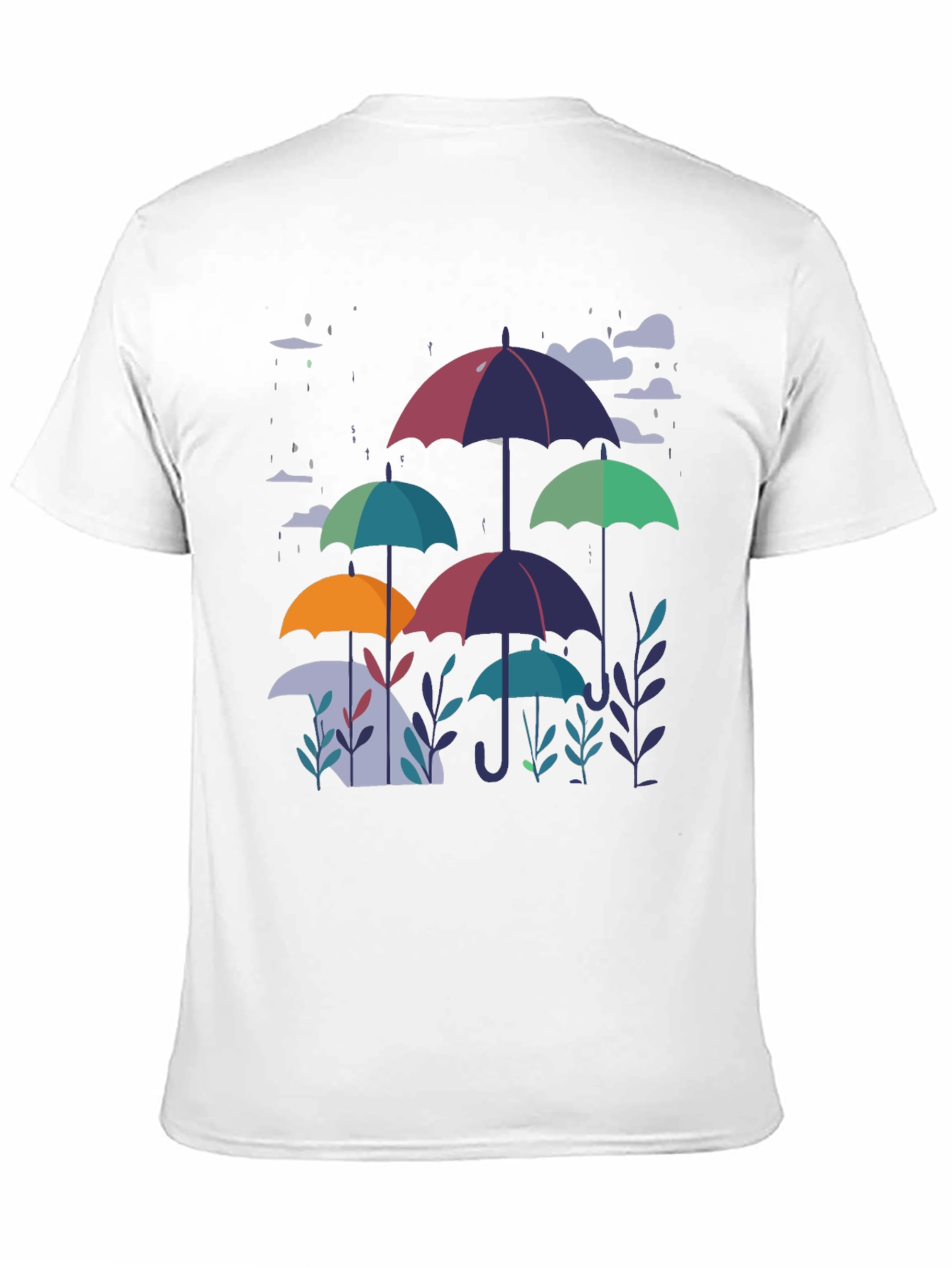 Stylish Umbrella Print Black T-Shirt
