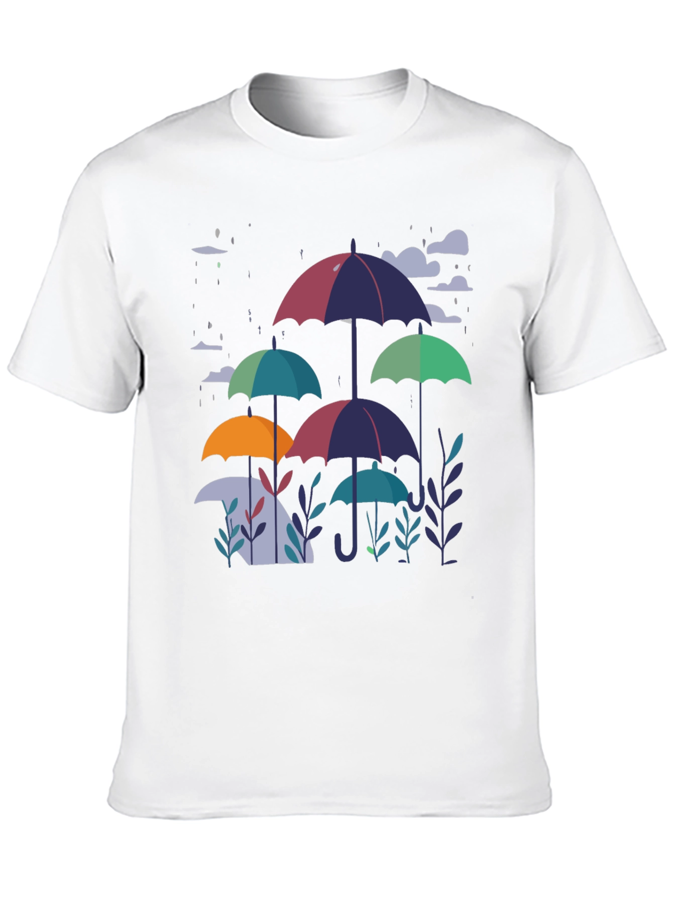Stylish Umbrella Print Black T-Shirt