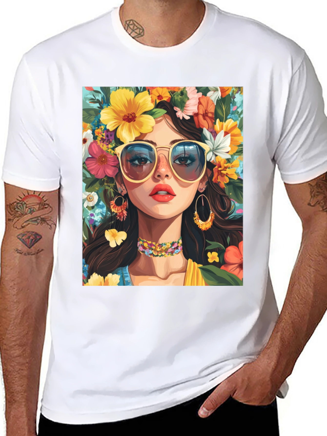 Floral Girl Graphic Tee - Stylish Unisex T-Shirt