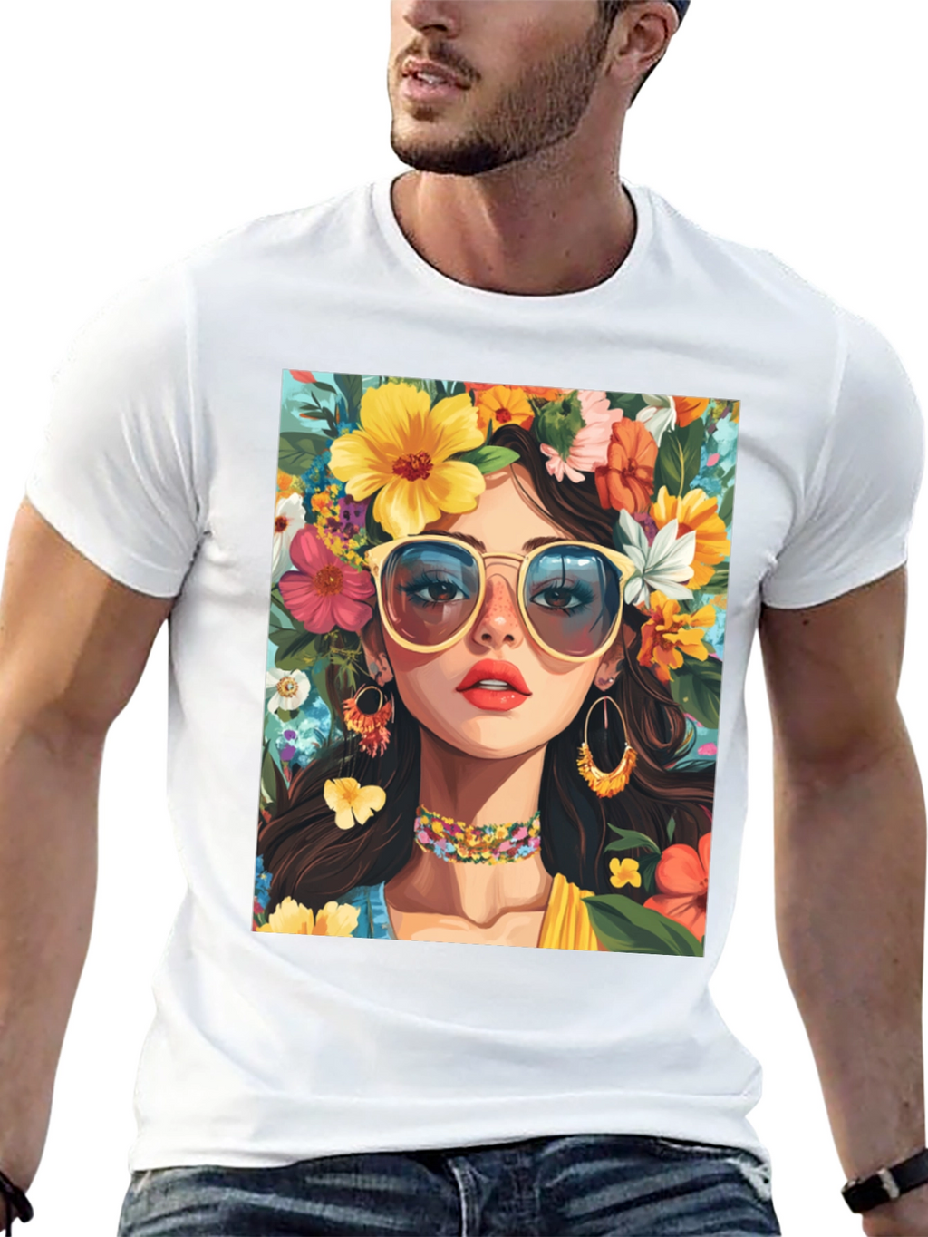 Floral Girl Graphic Tee - Stylish Unisex T-Shirt