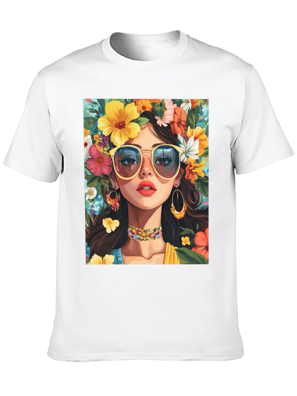 Floral Girl Graphic Tee - Stylish Unisex T-Shirt