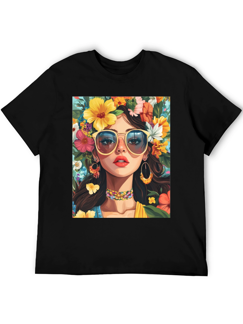 Floral Girl Graphic Tee - Stylish Unisex T-Shirt
