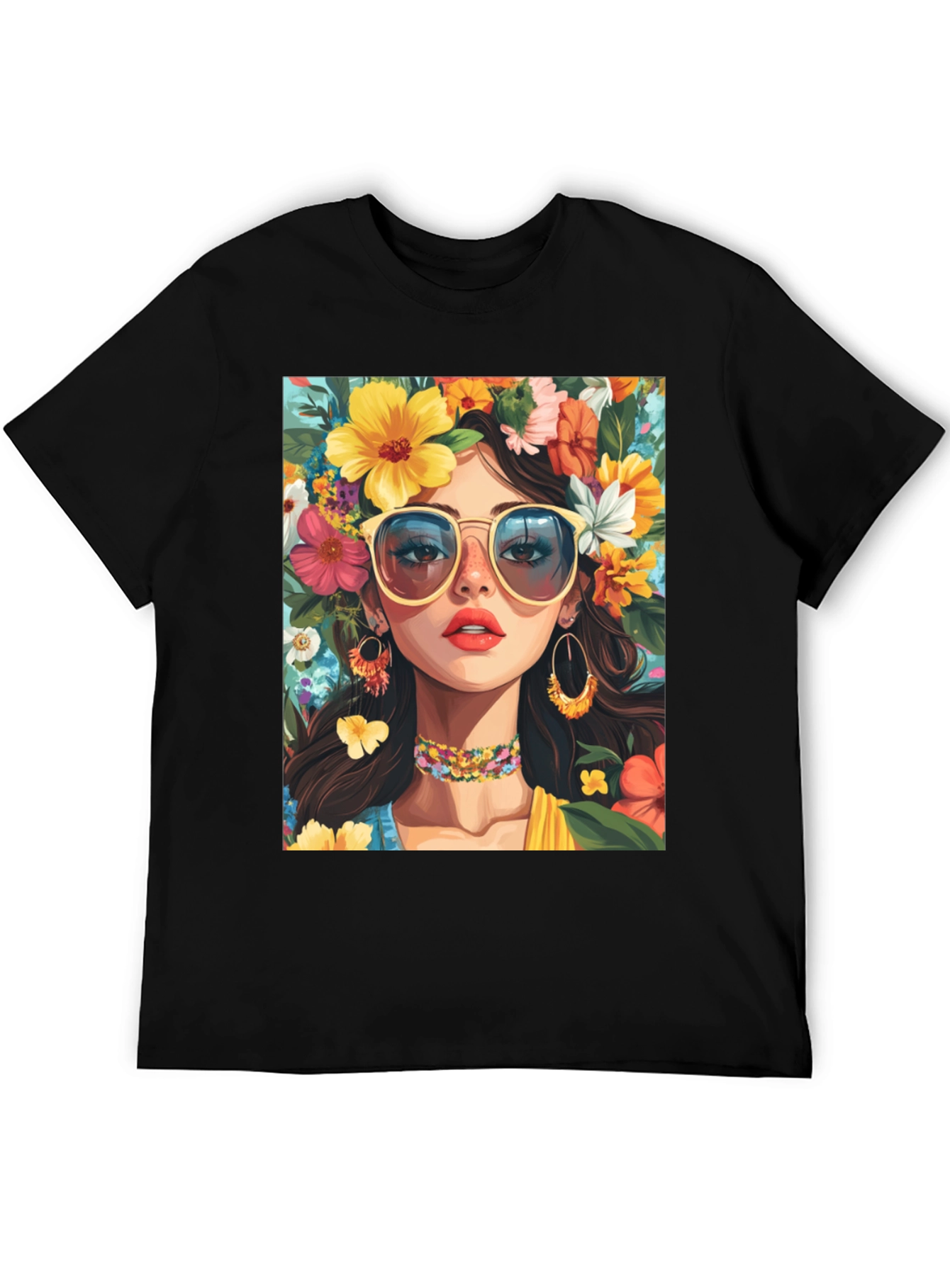 Floral Girl Graphic Tee - Stylish Unisex T-Shirt