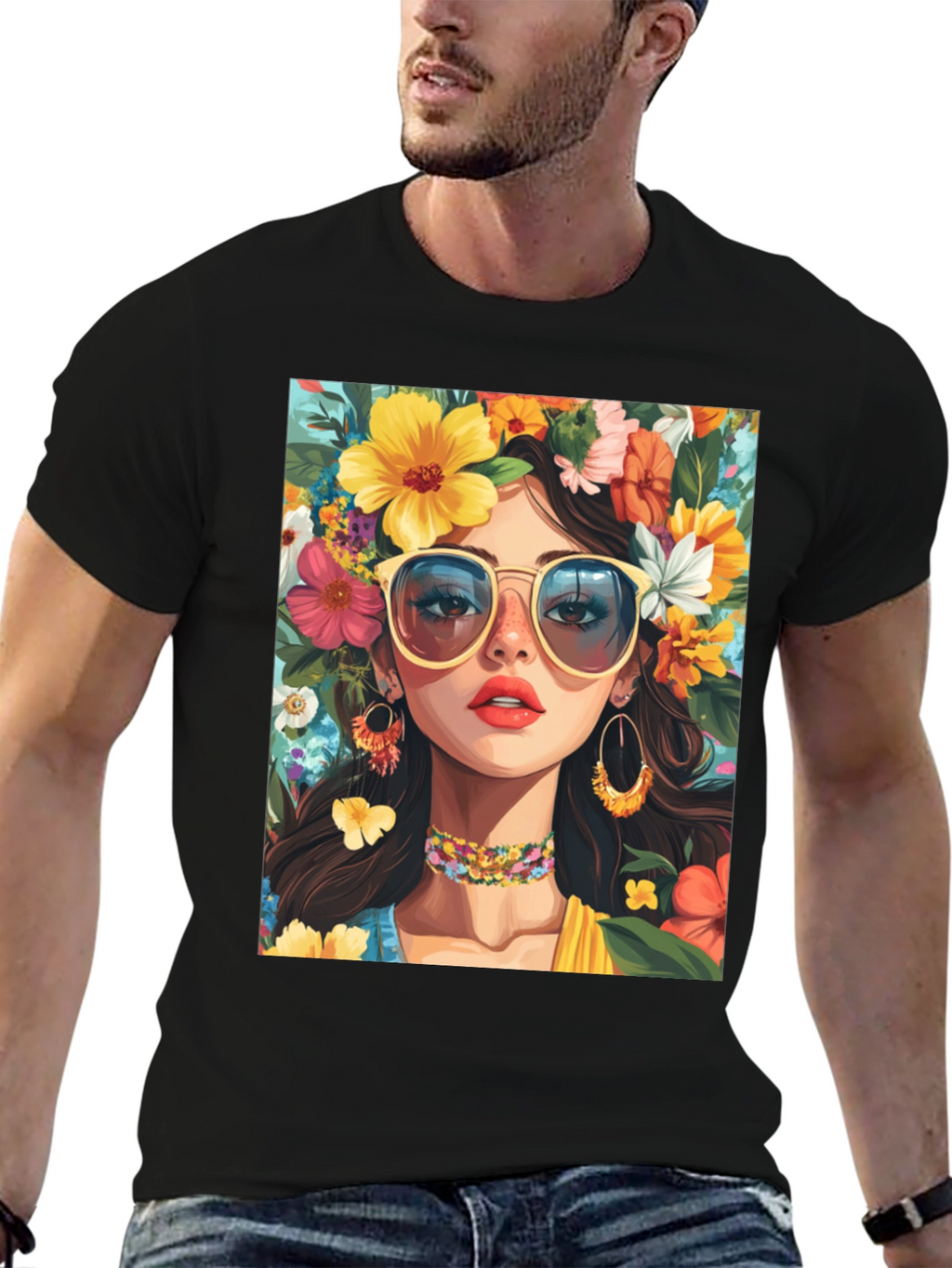Floral Girl Graphic Tee - Stylish Unisex T-Shirt