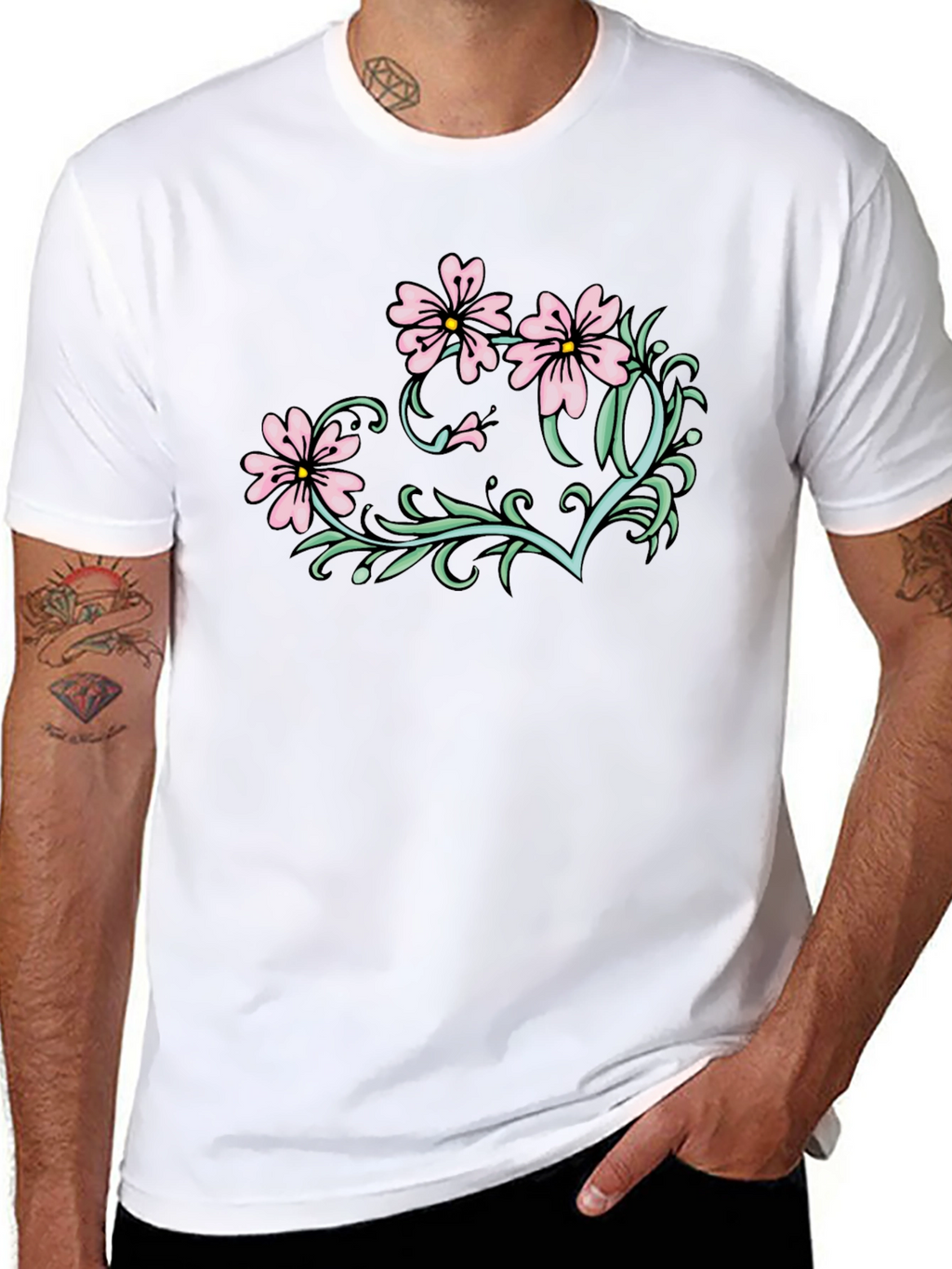 Floral Graphic T-Shirt - Black Casual Tee