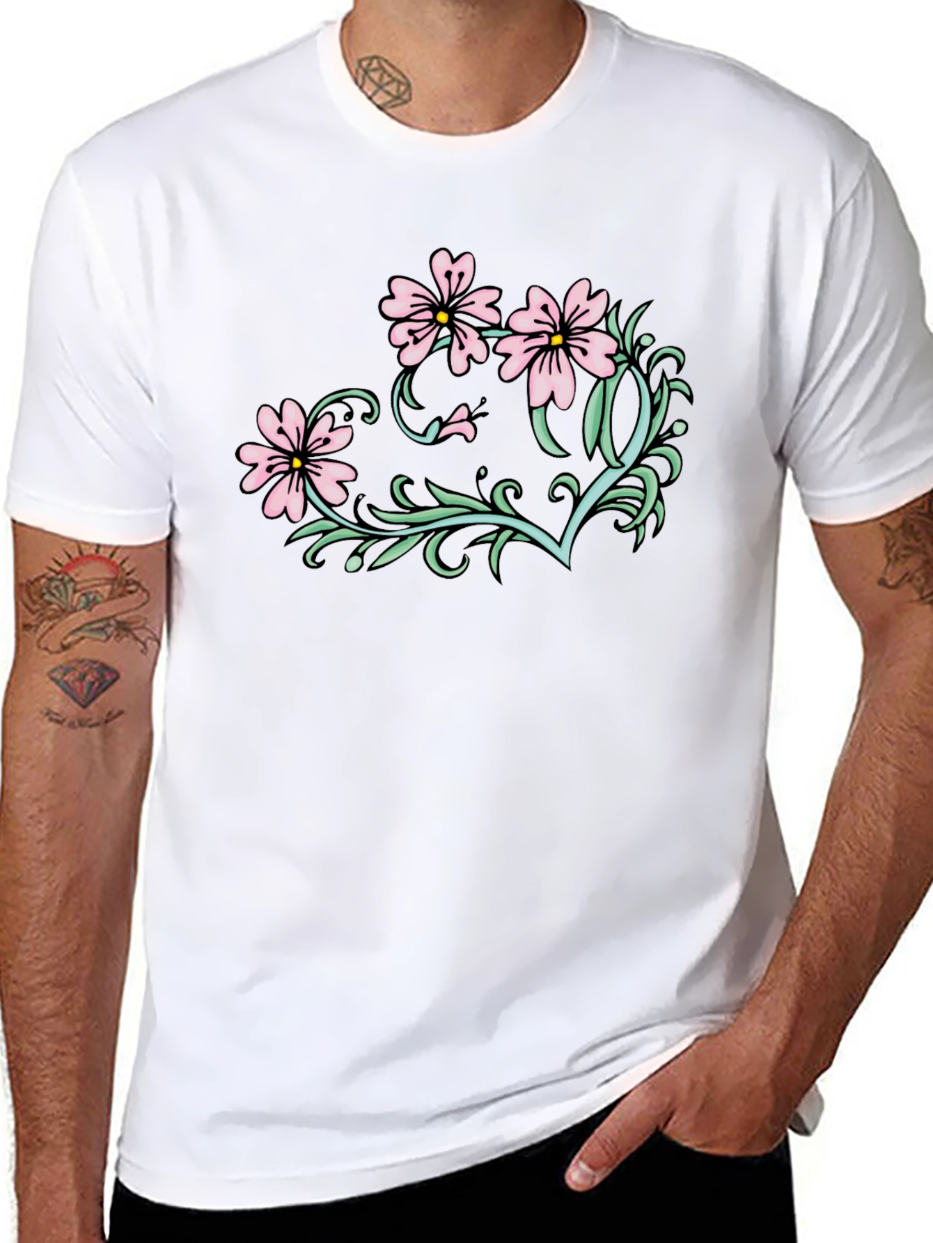 Floral Graphic T-Shirt - Black Casual Tee