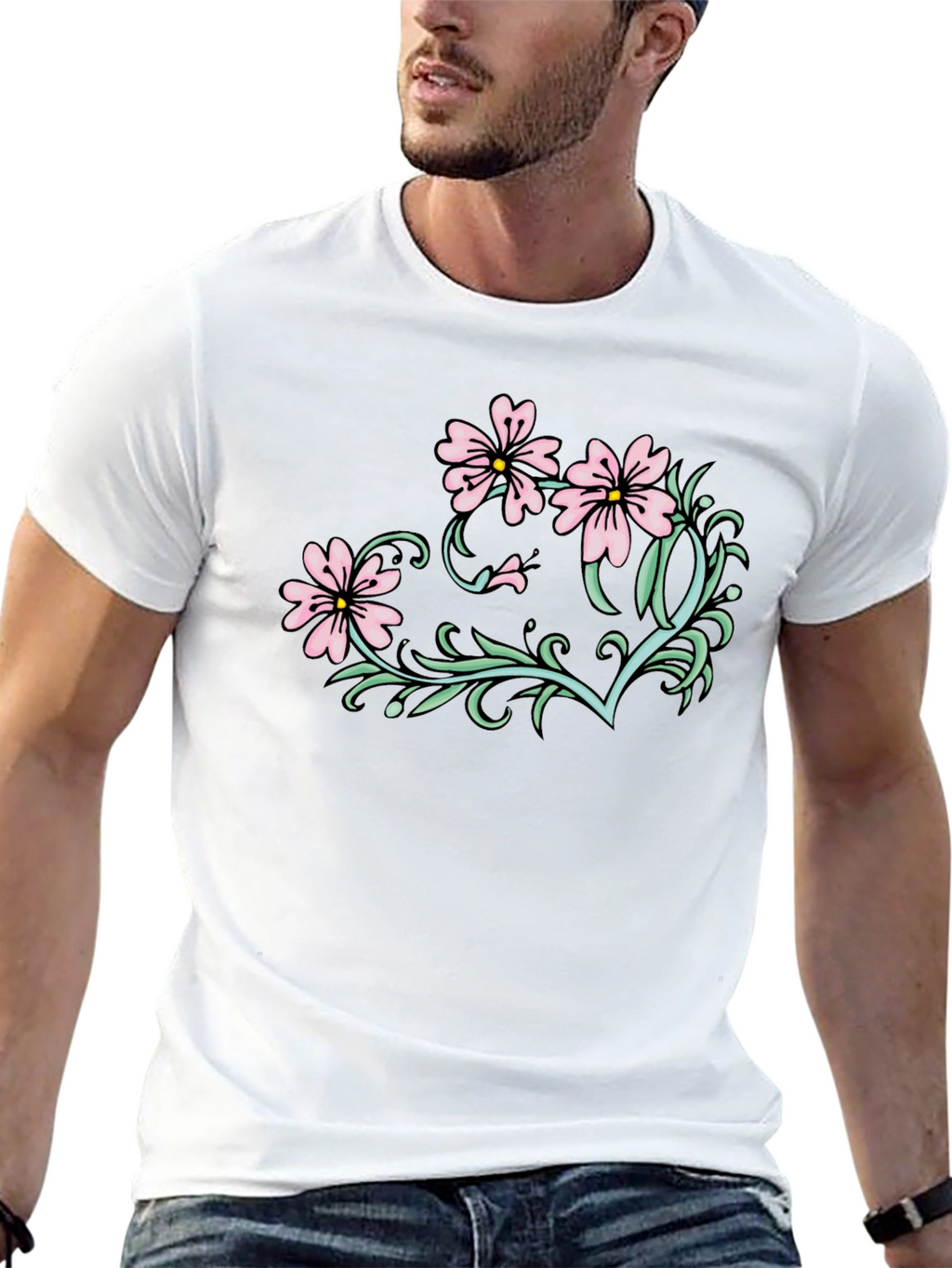 Floral Graphic T-Shirt - Black Casual Tee