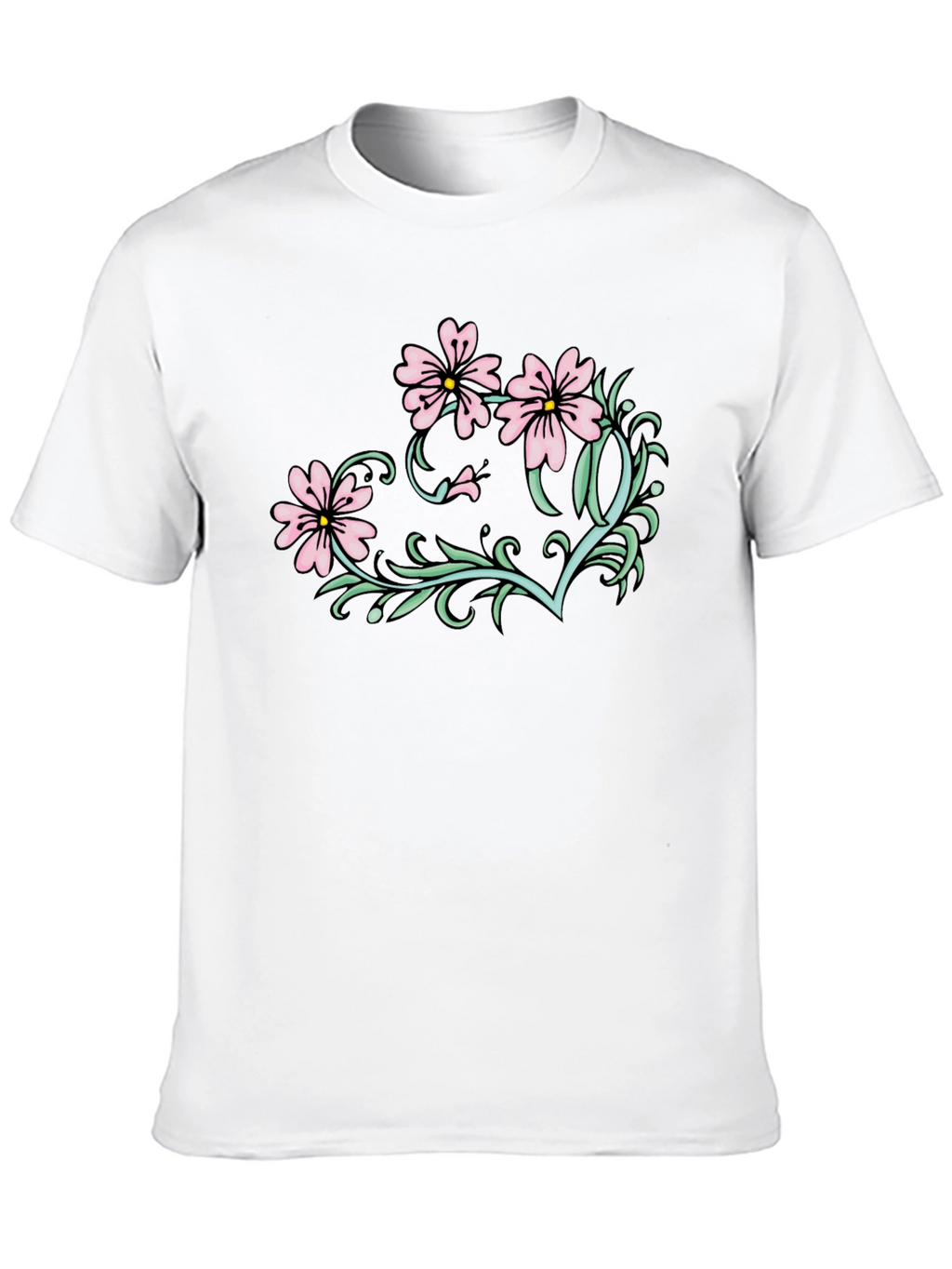 Floral Graphic T-Shirt - Black Casual Tee