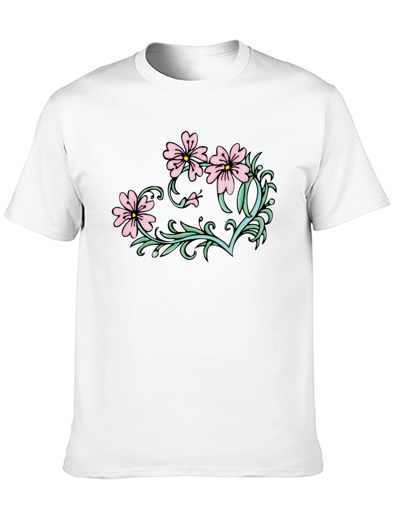 Floral Graphic T-Shirt - Black Casual Tee