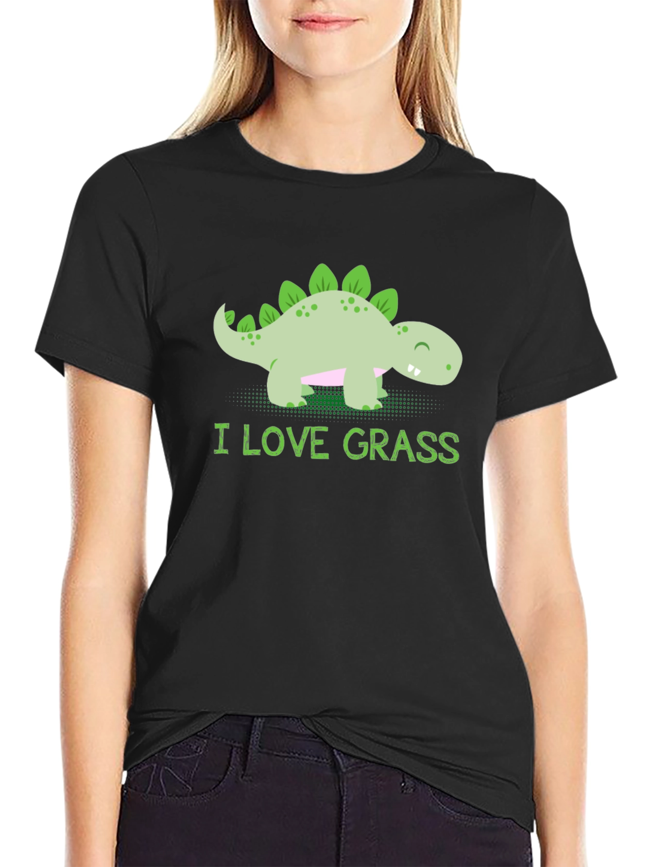Cute Dinosaur T-Shirt - I Love Grass Tee