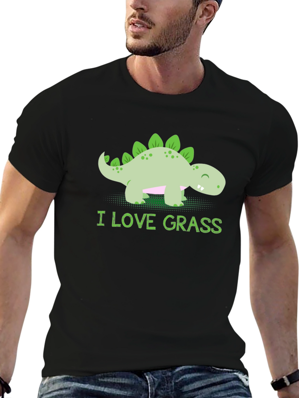 Cute Dinosaur T-Shirt - I Love Grass Tee