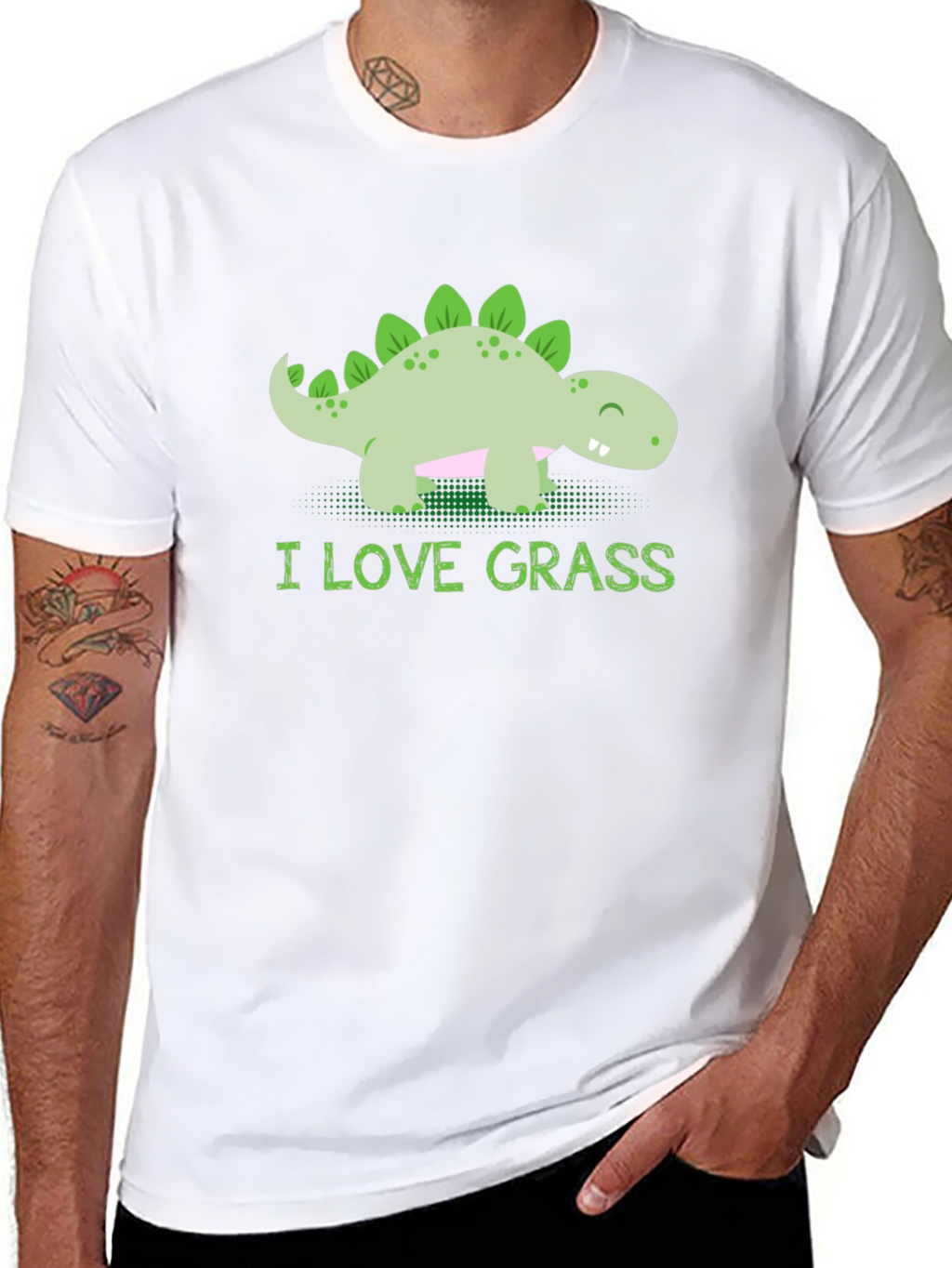 Cute Dinosaur T-Shirt - I Love Grass Tee