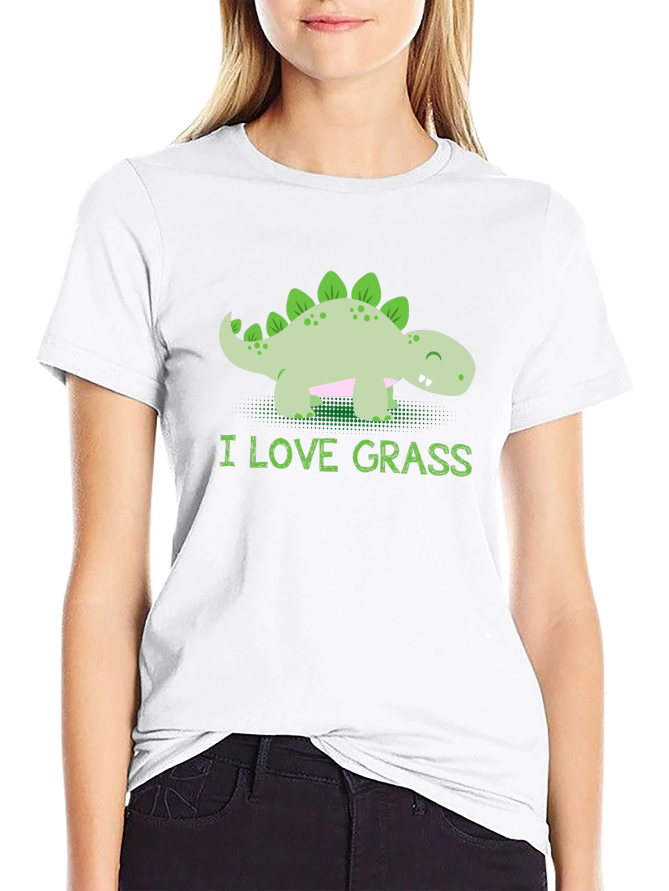Cute Dinosaur T-Shirt - I Love Grass Tee