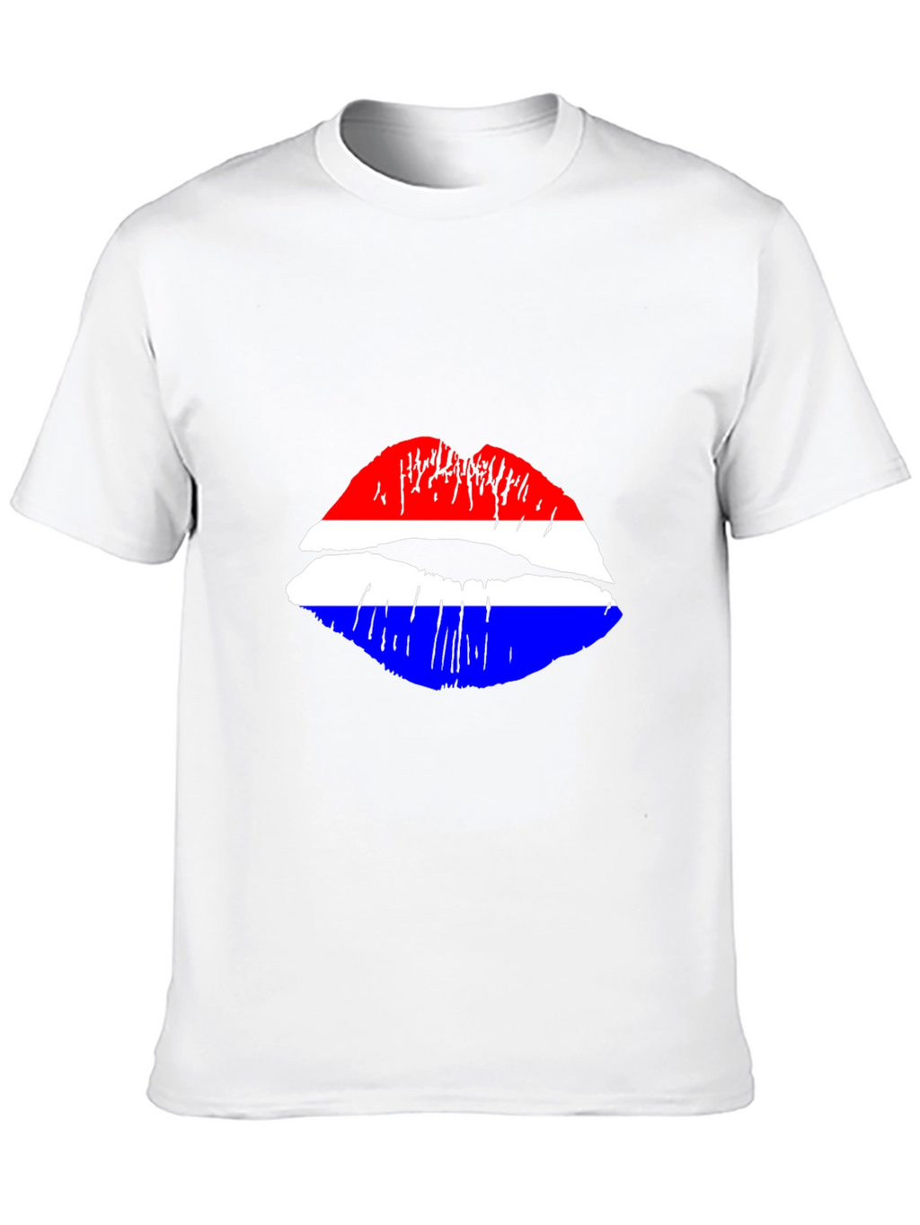 Lip Print Graphic Tee - Red White and Blue