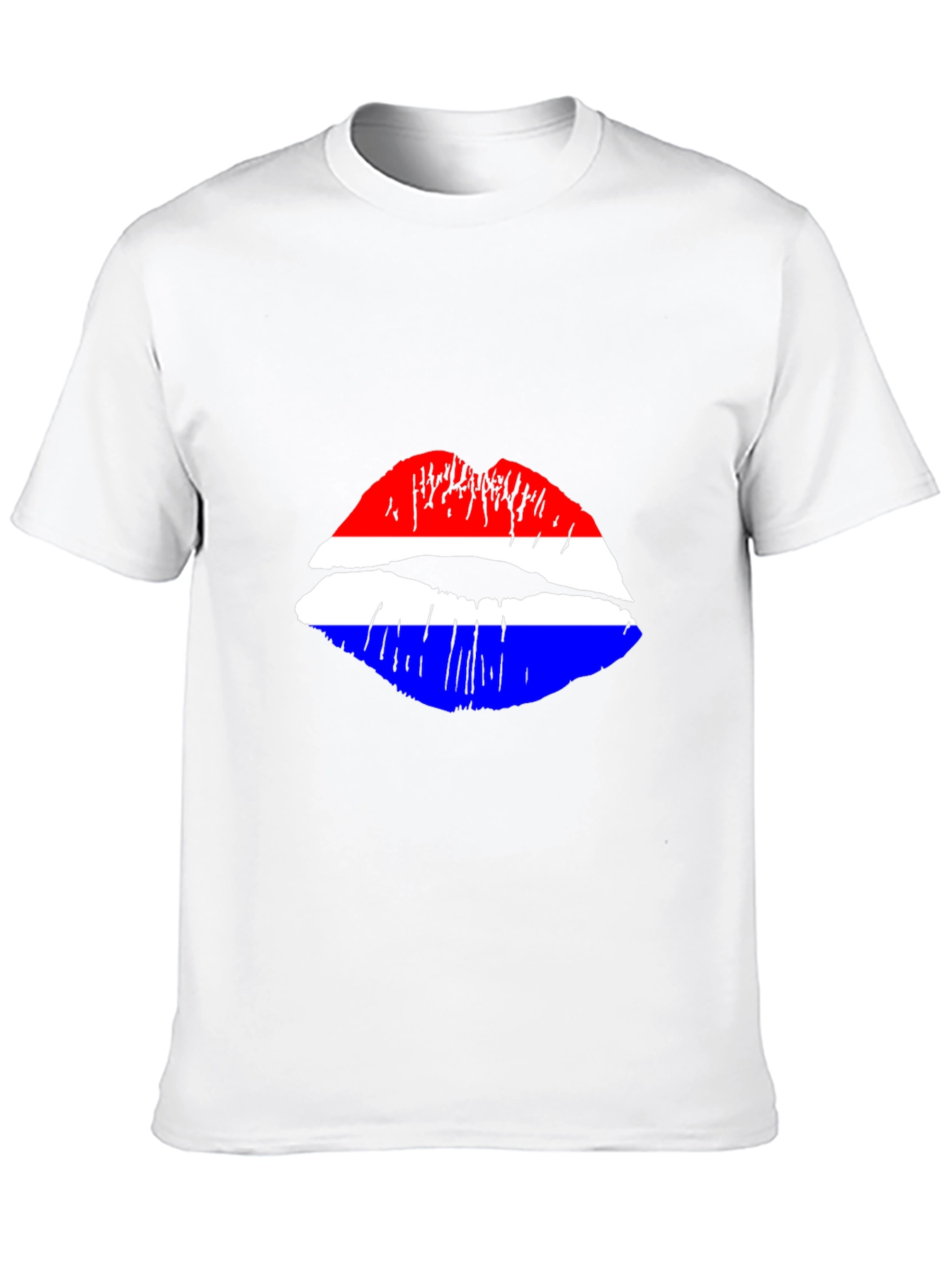 Lip Print Graphic Tee - Red White and Blue